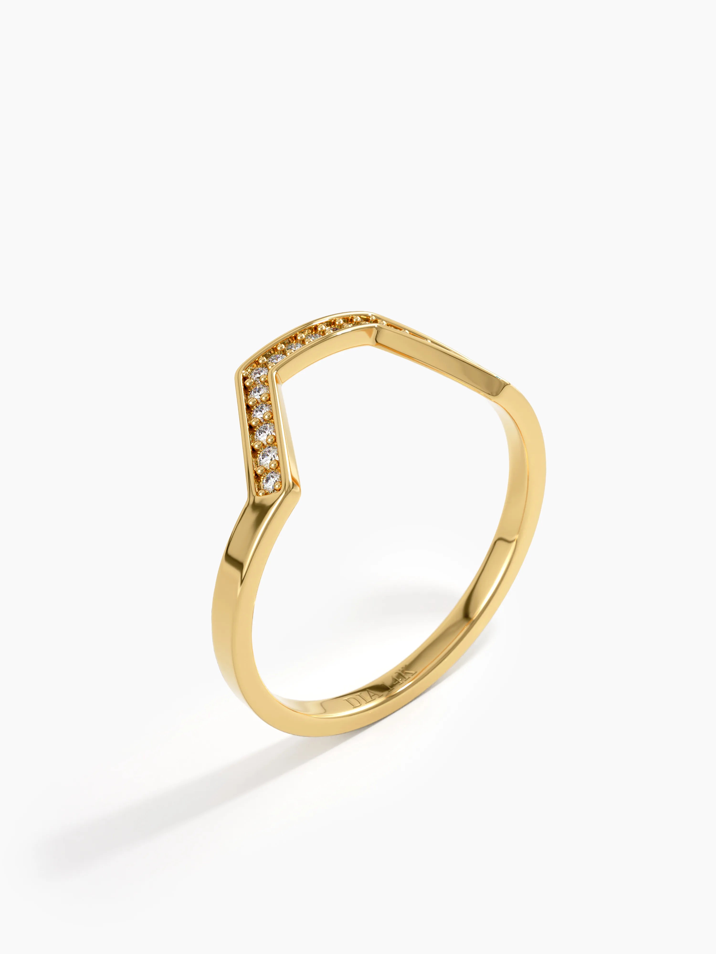 Pave Hexagon Curve Ring, solid gold ring, view 5 | DiaFifth