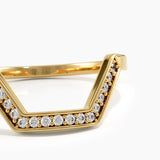 Pave Hexagon Curve Ring, solid gold ring, view 2 | DiaFifth