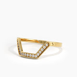 Pave Hexagon Curve Ring, solid gold ring, view 4 | DiaFifth