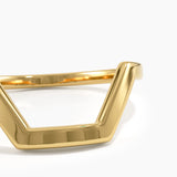 Hexagon Curve Ring, solid gold ring, view 2 | DiaFifth