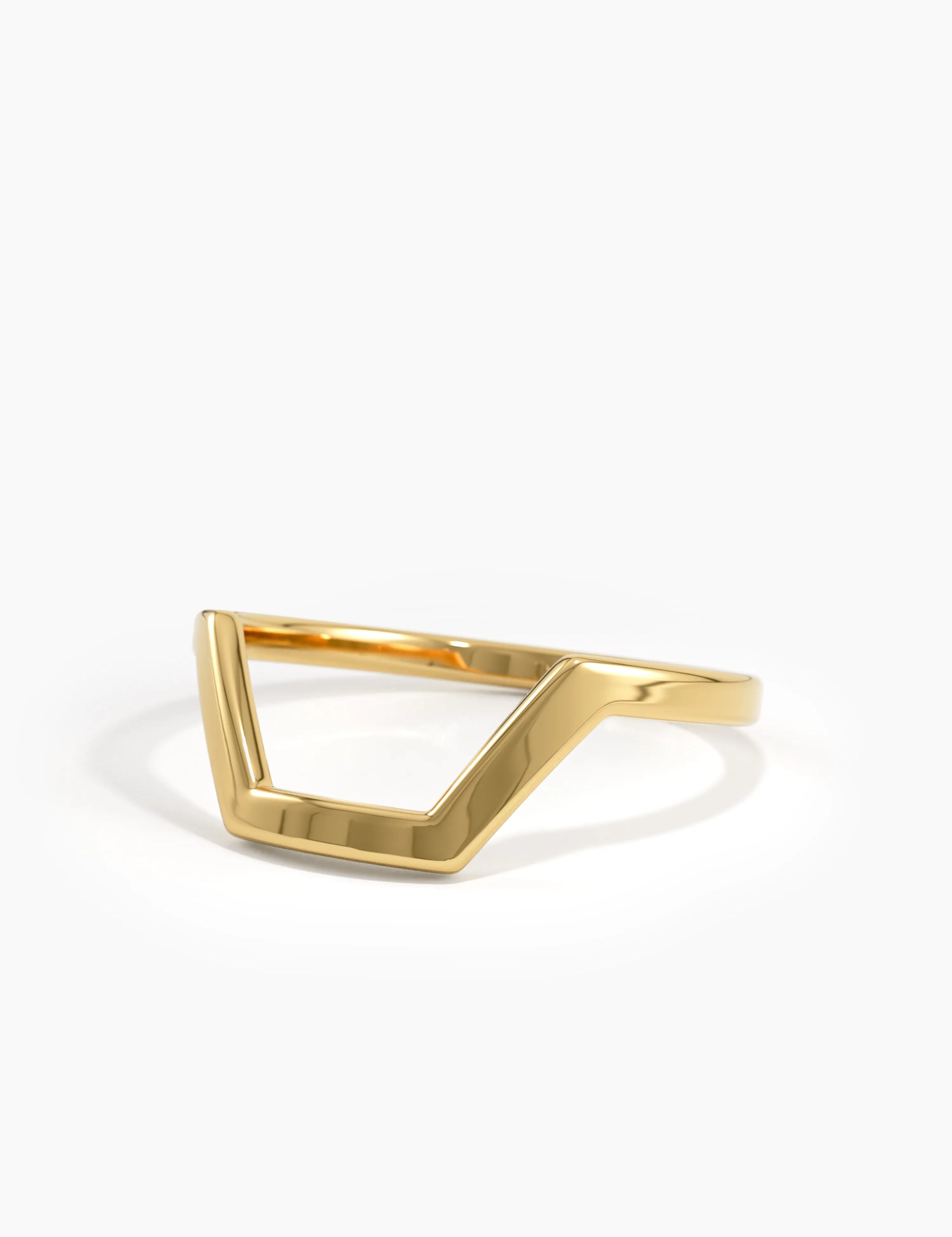 Hexagon Curve Ring, solid gold ring, view 5 | DiaFifth