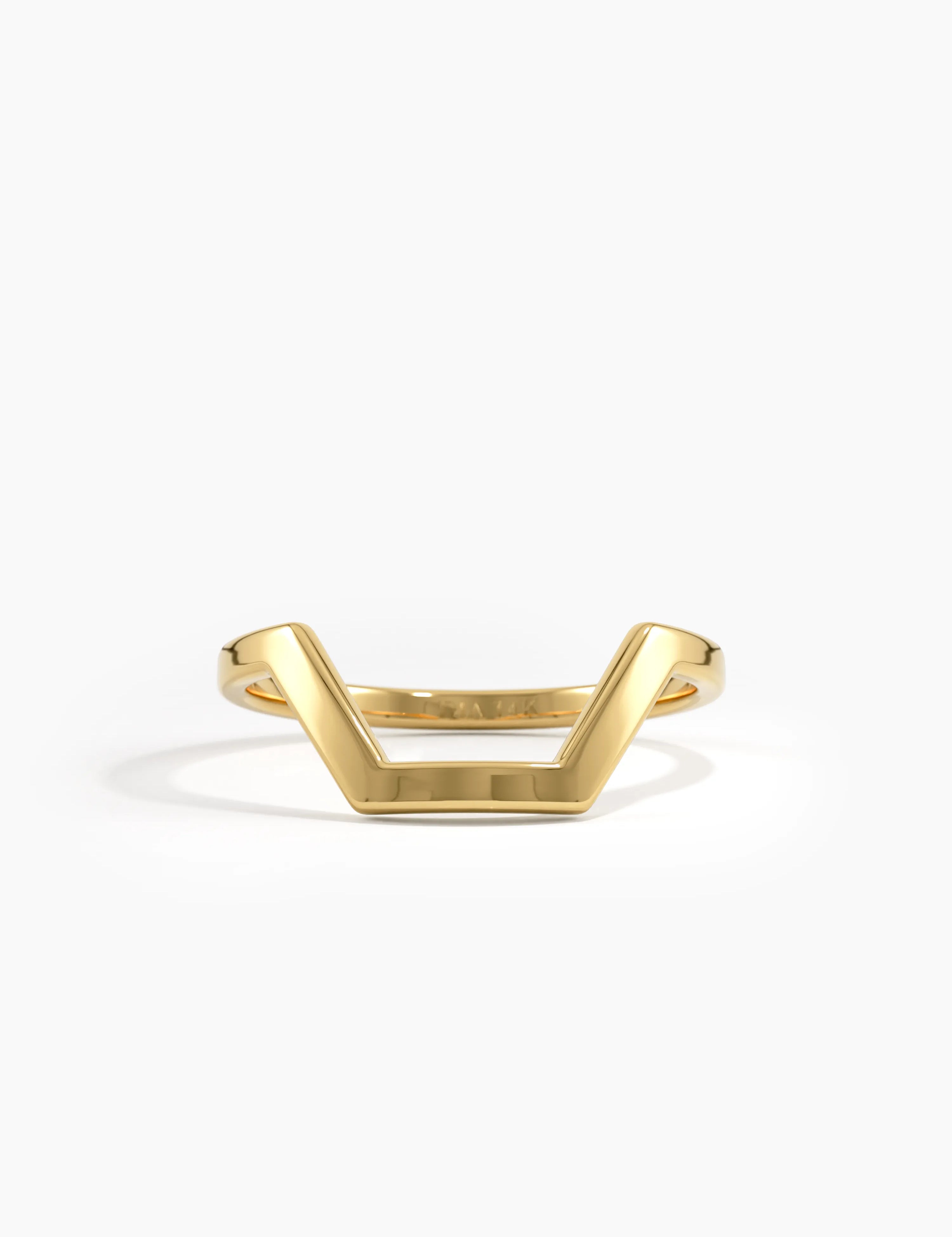 Hexagon Curve Ring, solid gold ring | DiaFifth
