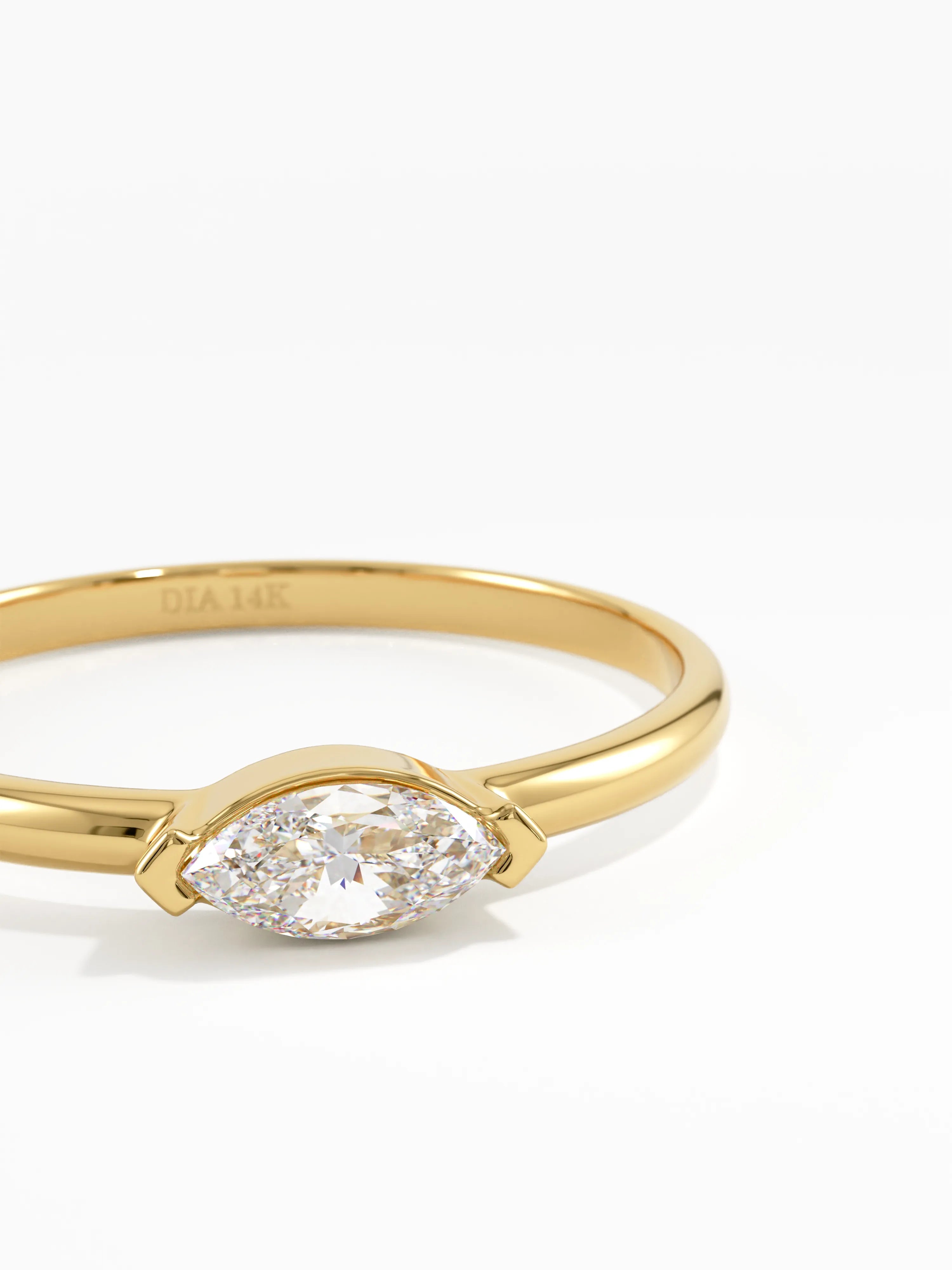 Marquise Promise Ring, solid gold ring, view 2 | DiaFifth