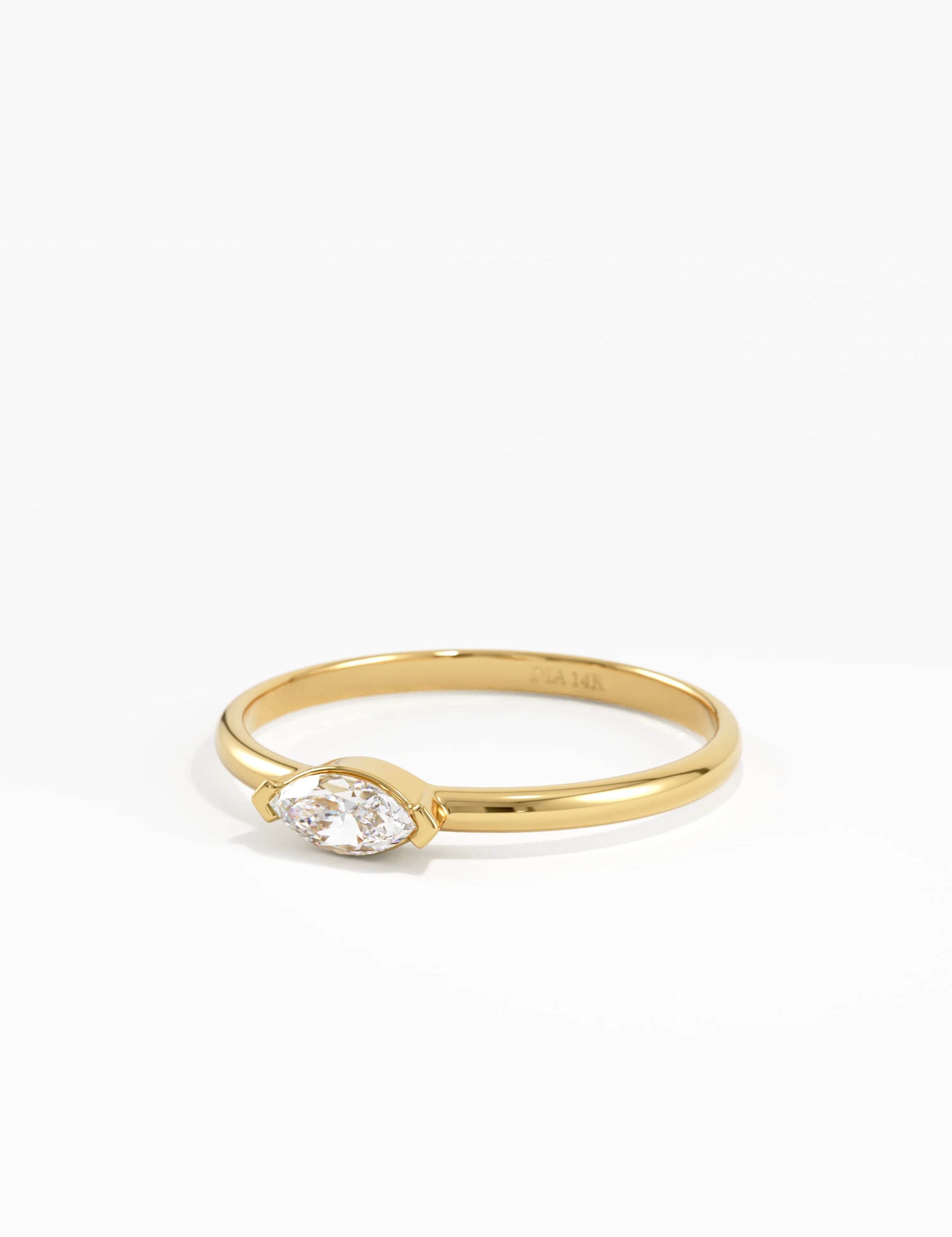 Marquise Promise Ring, solid gold ring, view 8 | DiaFifth