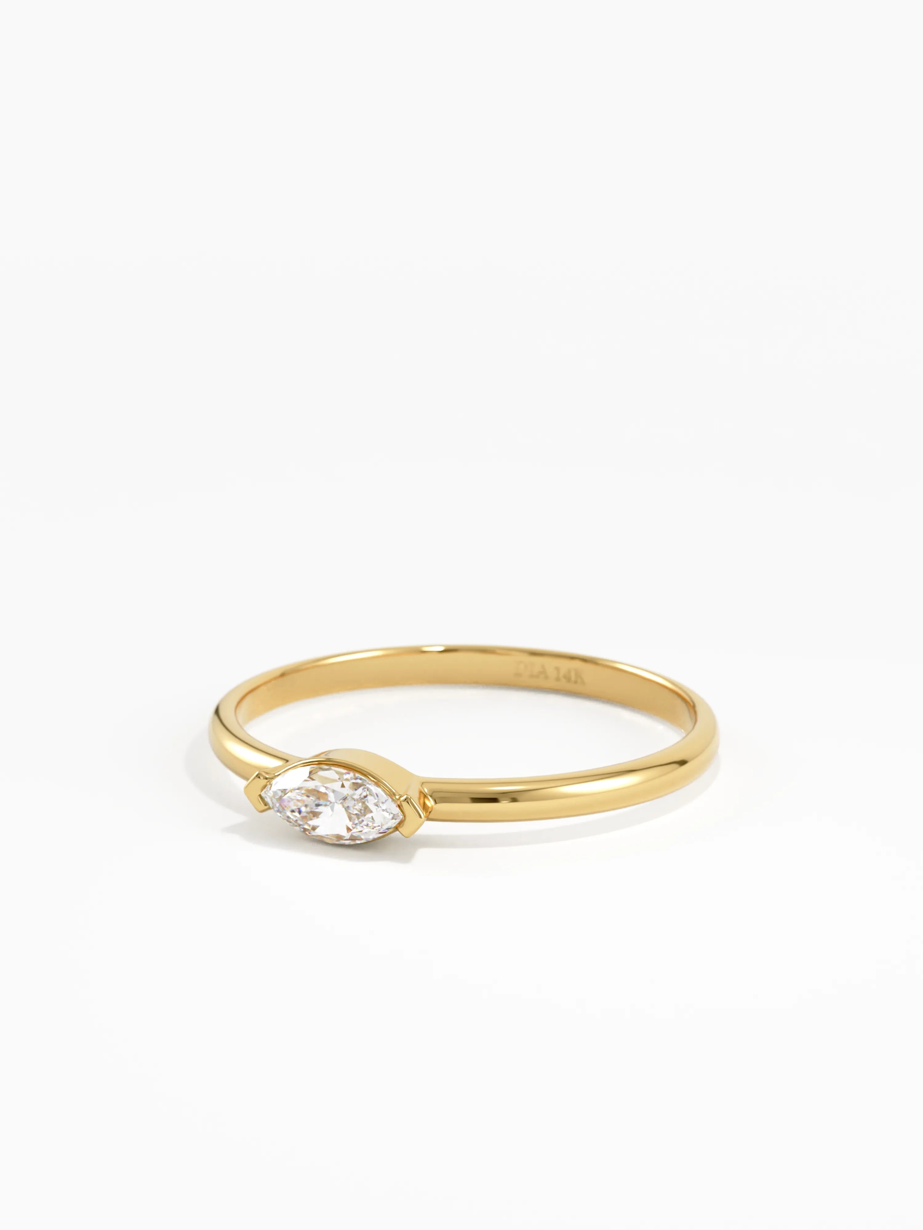 Marquise Promise Ring, solid gold ring, view 8 | DiaFifth