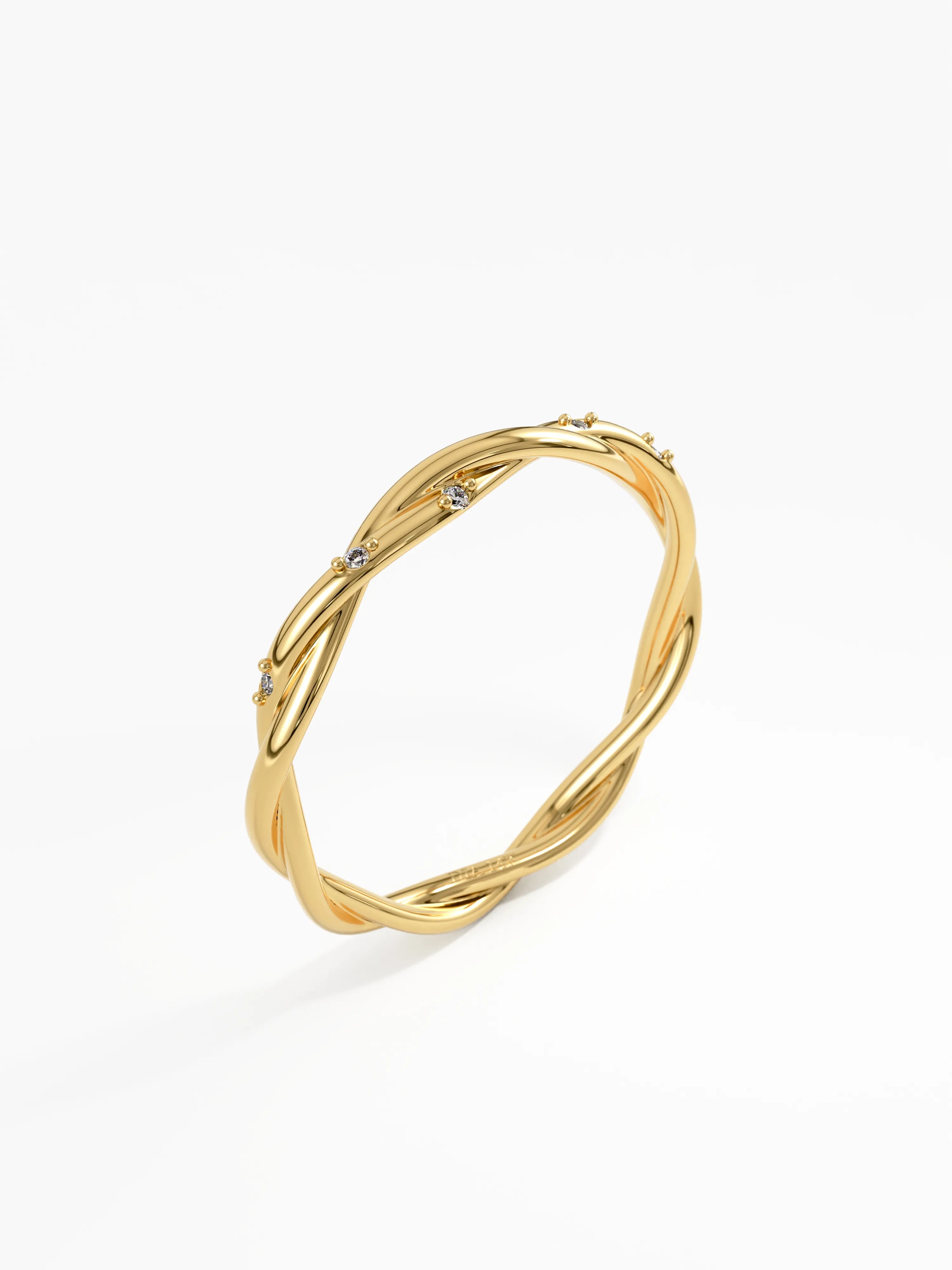 Twist Stacking Ring, solid gold ring, view 5 | DiaFifth
