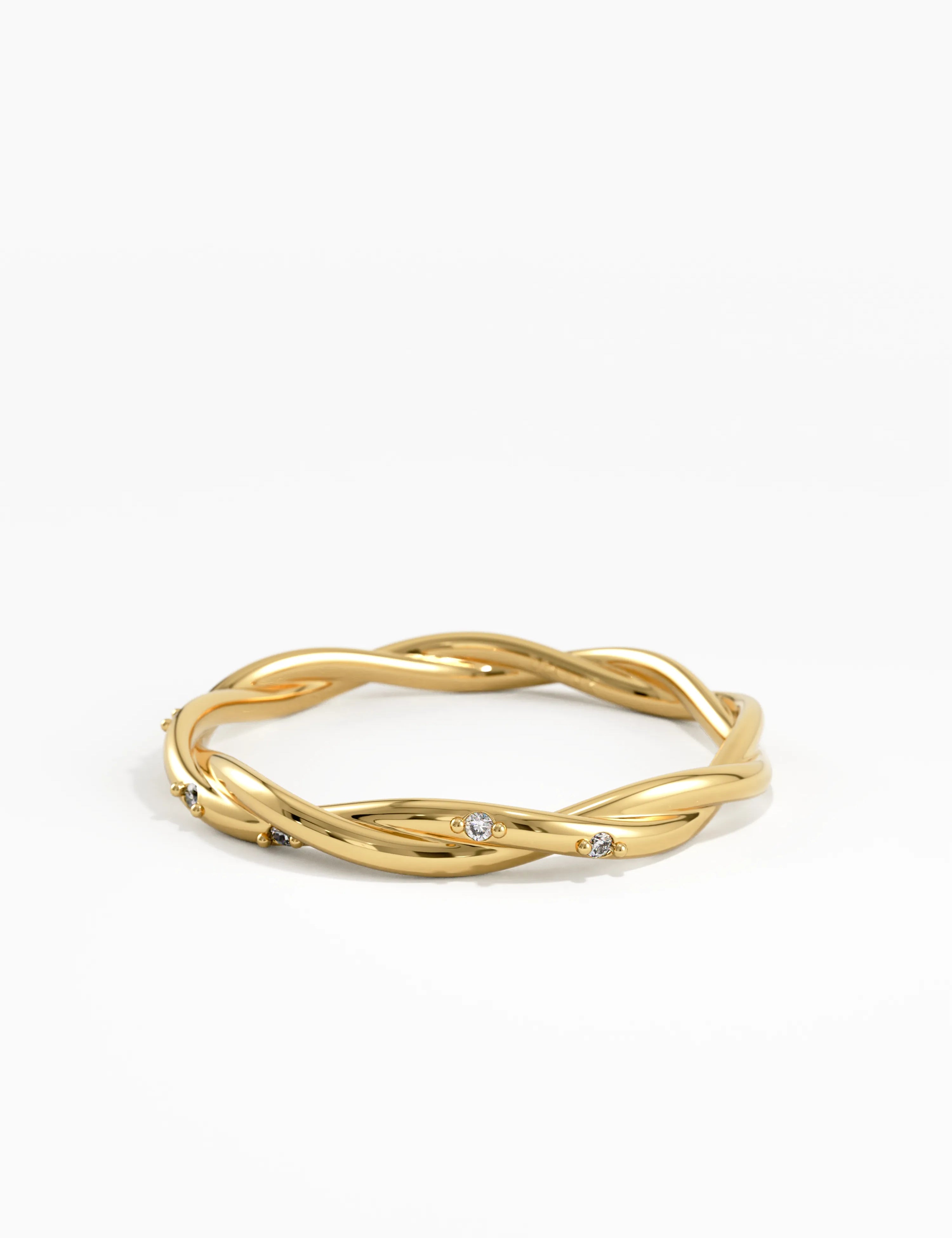 Twist Stacking Ring, solid gold ring, view 4 | DiaFifth