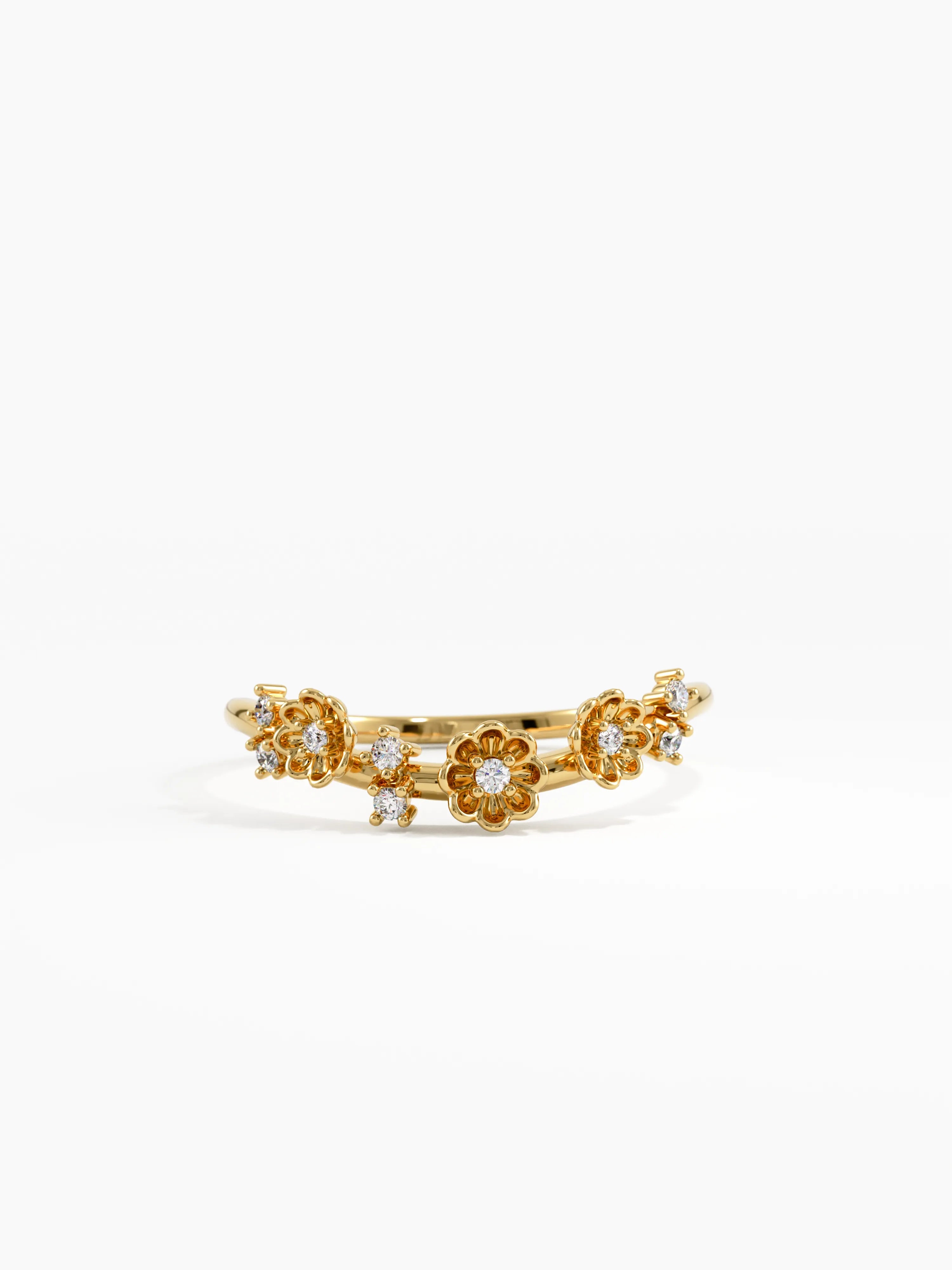 Flower Curve Ring, solid gold ring | DiaFifth
