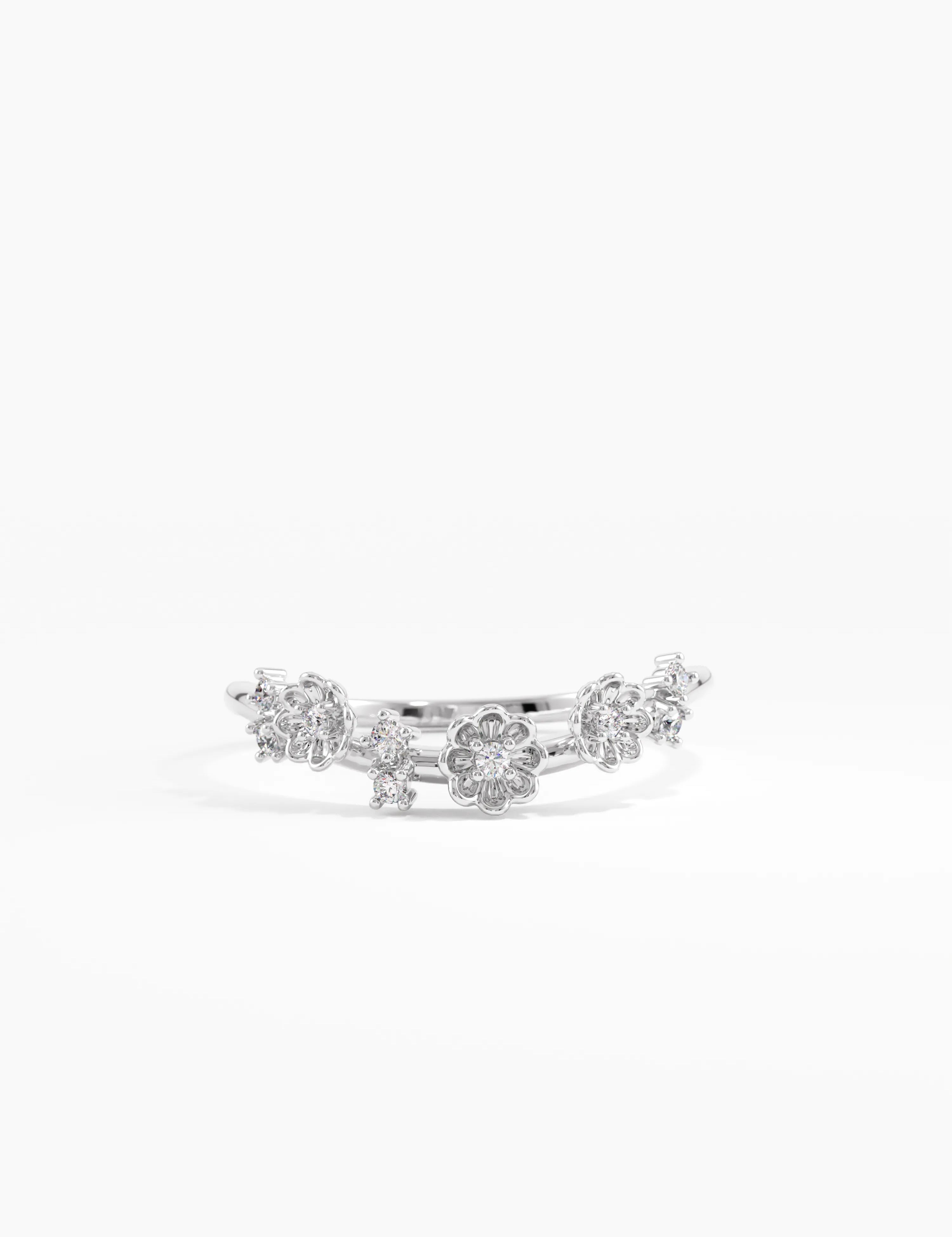 Flower Curve Ring, solid gold ring, view 7 | DiaFifth