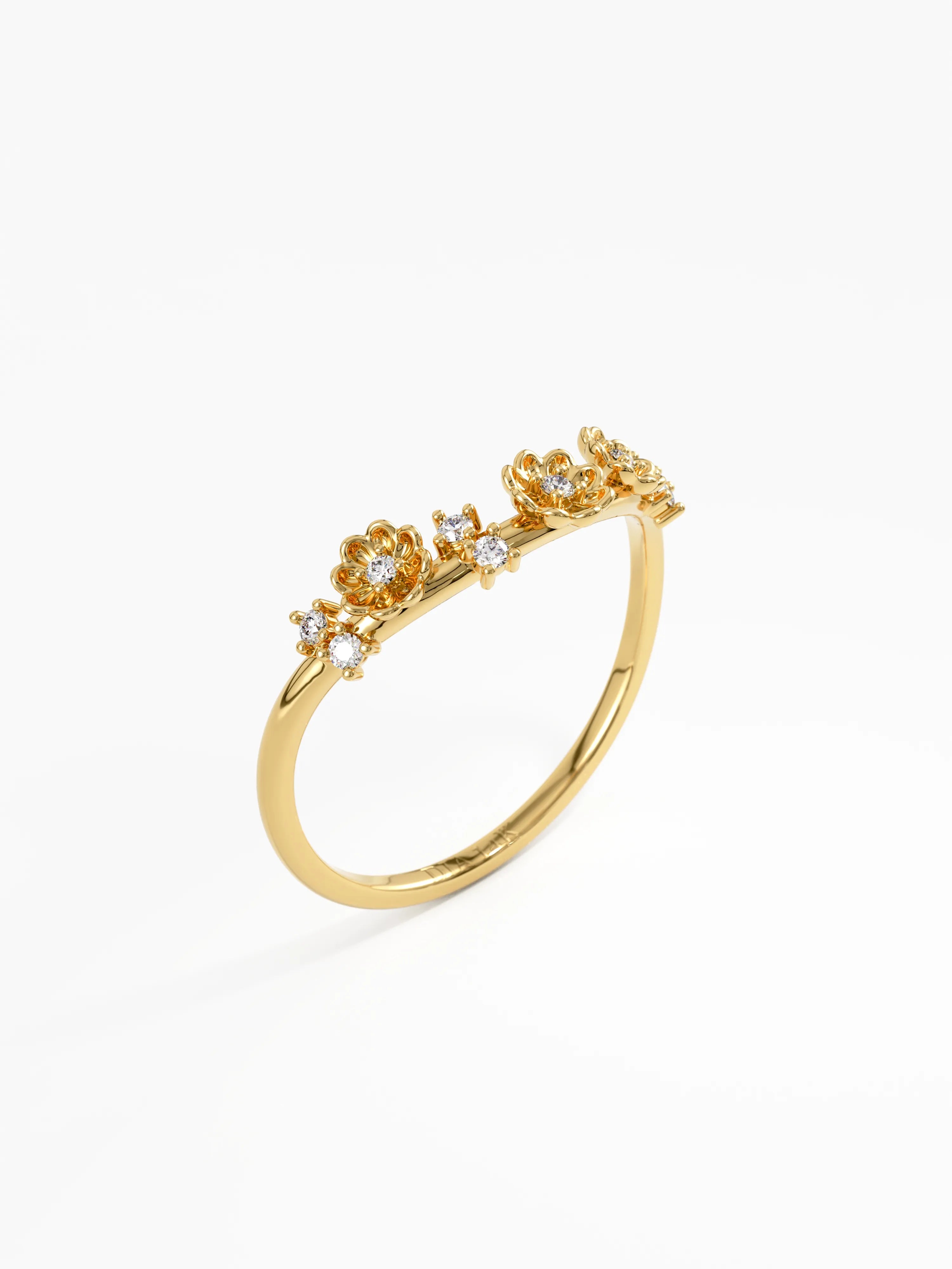 Flower Curve Ring, solid gold ring, view 5 | DiaFifth