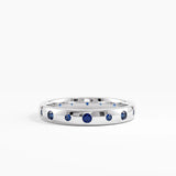 Flush Set Sapphire Band, solid gold ring, view 7 | DiaFifth