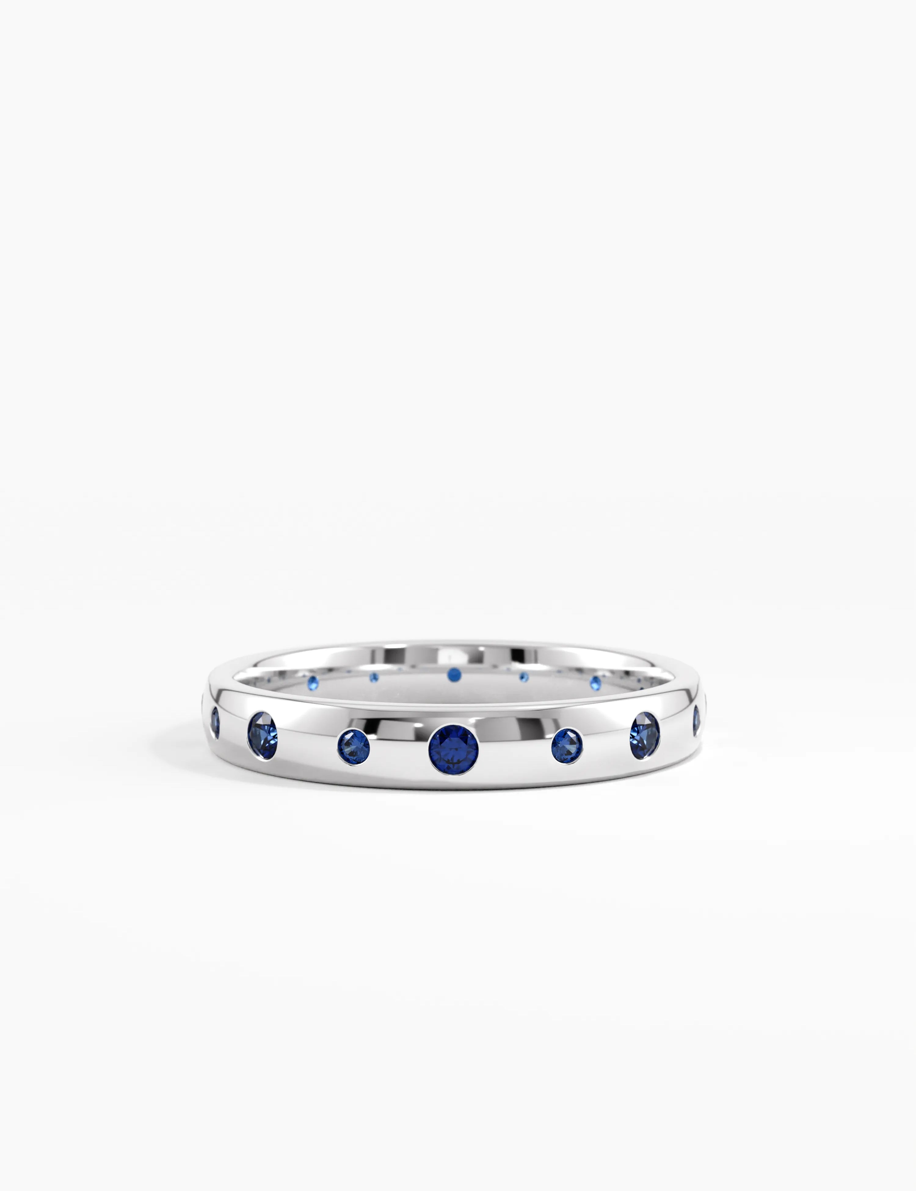 Flush Set Sapphire Band, solid gold ring, view 7 | DiaFifth