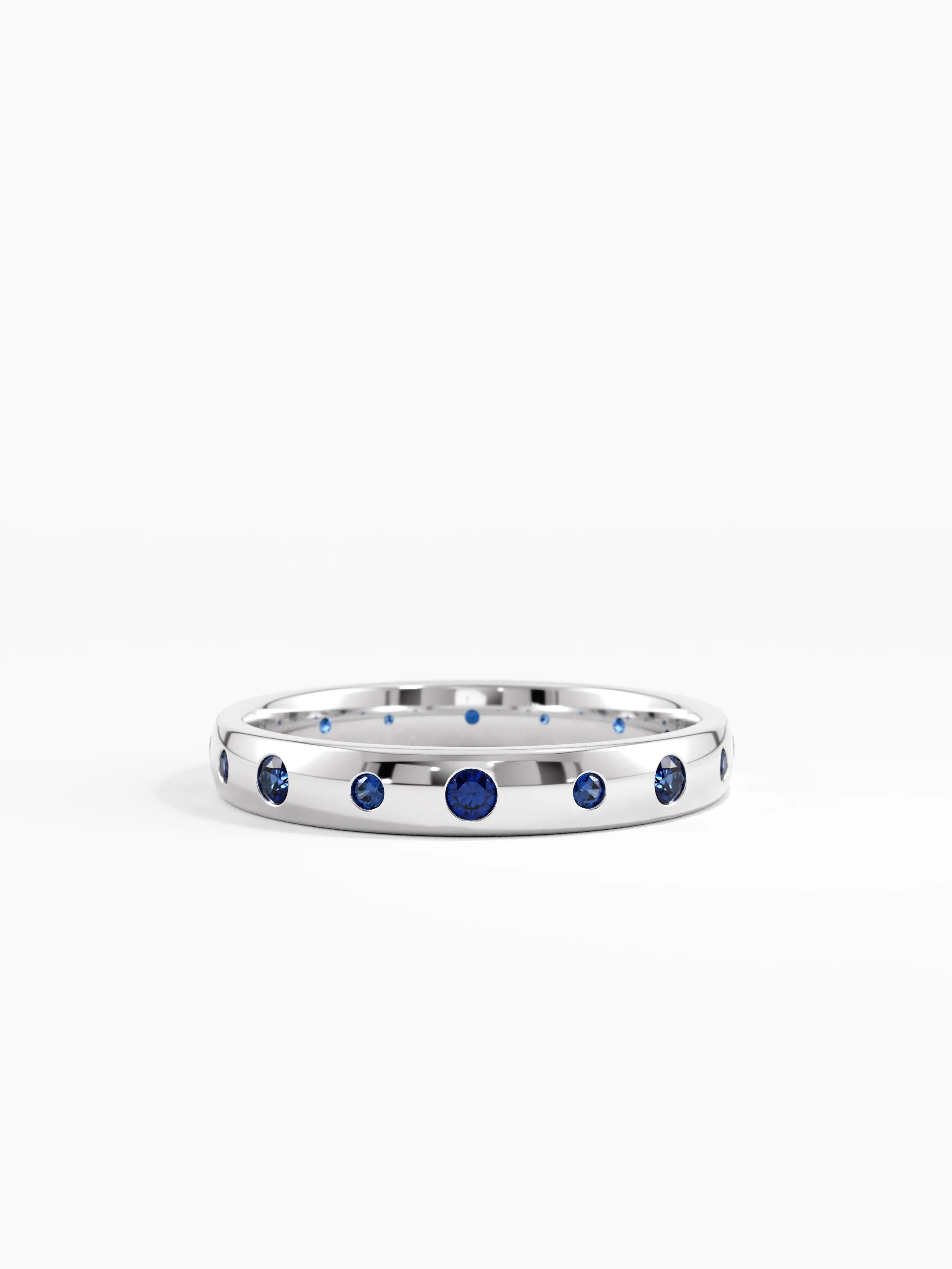 Flush Set Sapphire Band, solid gold ring, view 7 | DiaFifth
