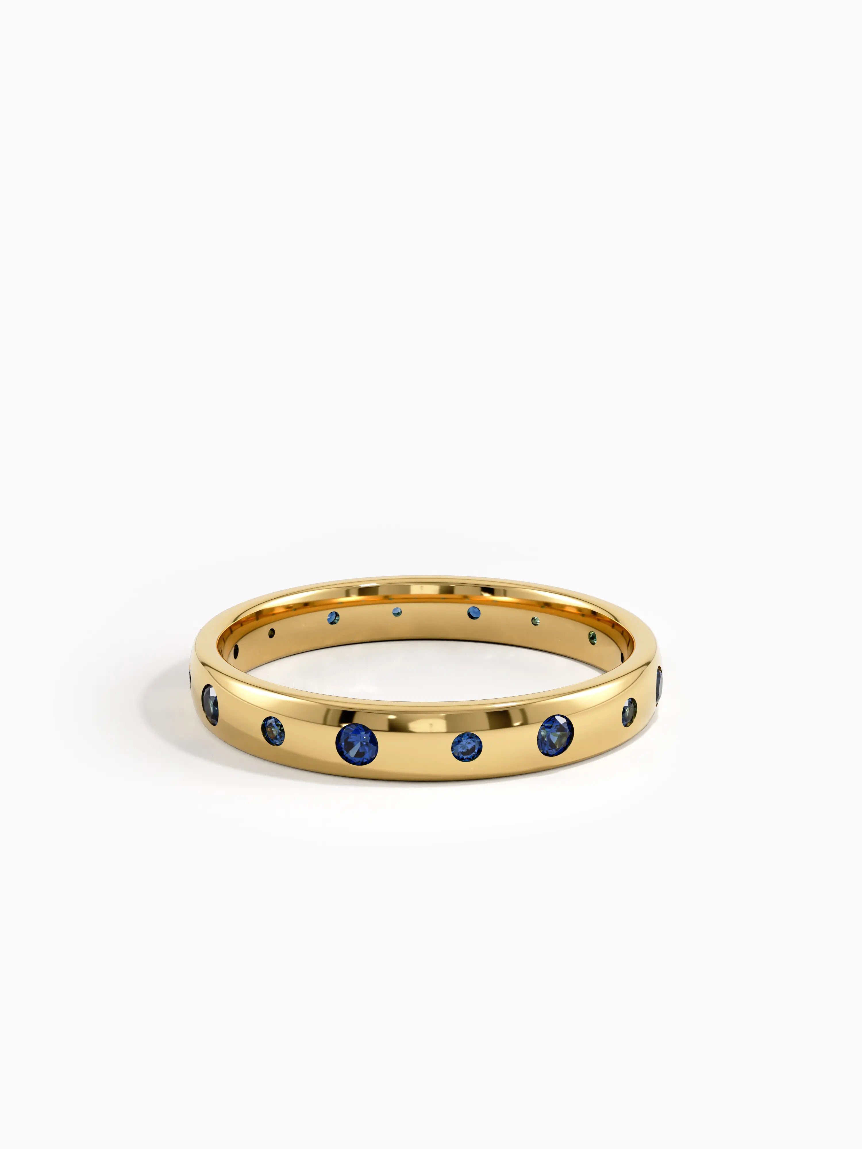 Flush Set Sapphire Band, solid gold ring, view 8 | DiaFifth