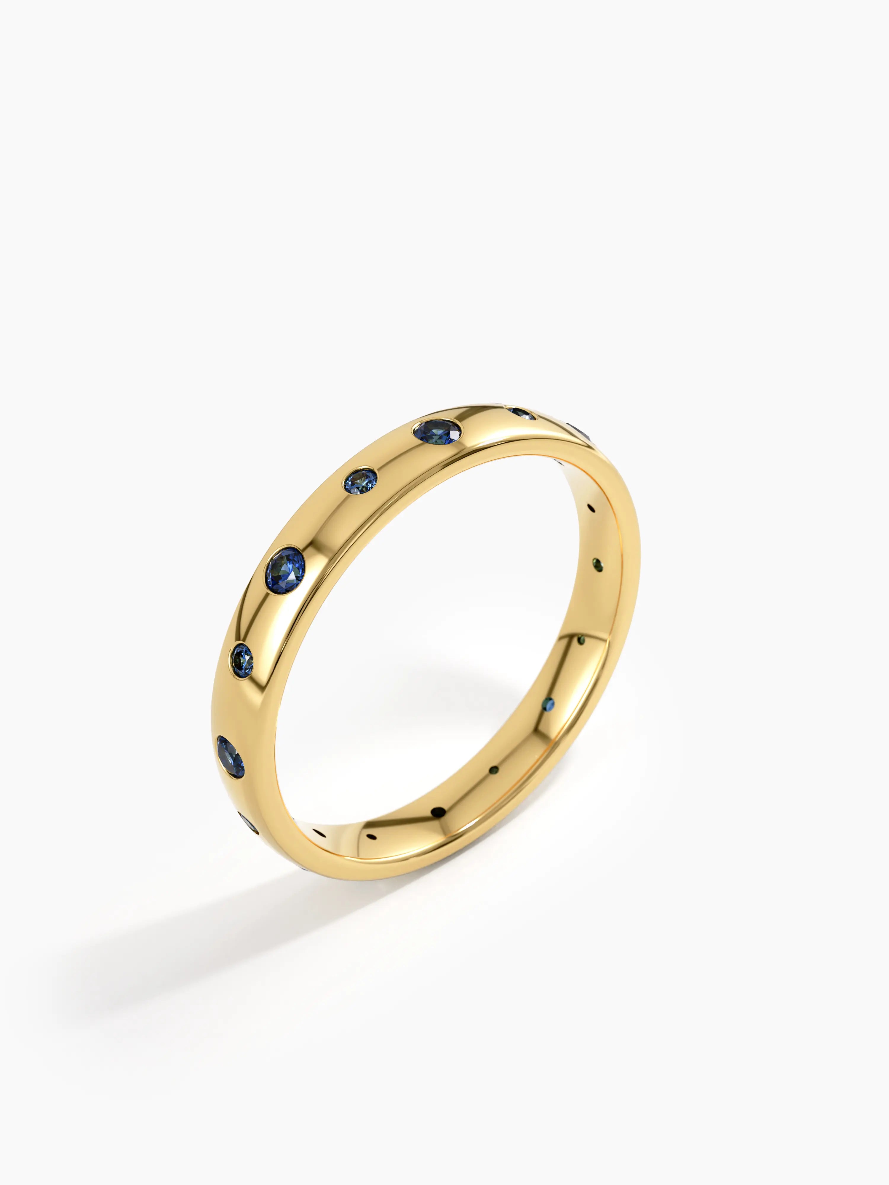 Flush Set Sapphire Band, solid gold ring, view 5 | DiaFifth