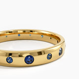 Flush Set Sapphire Band, solid gold ring, view 2 | DiaFifth