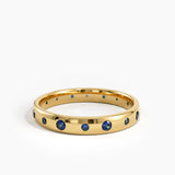 Flush Set Sapphire Band, solid gold ring, view 4 | DiaFifth