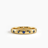 Flush Set Sapphire Band, solid gold ring | DiaFifth