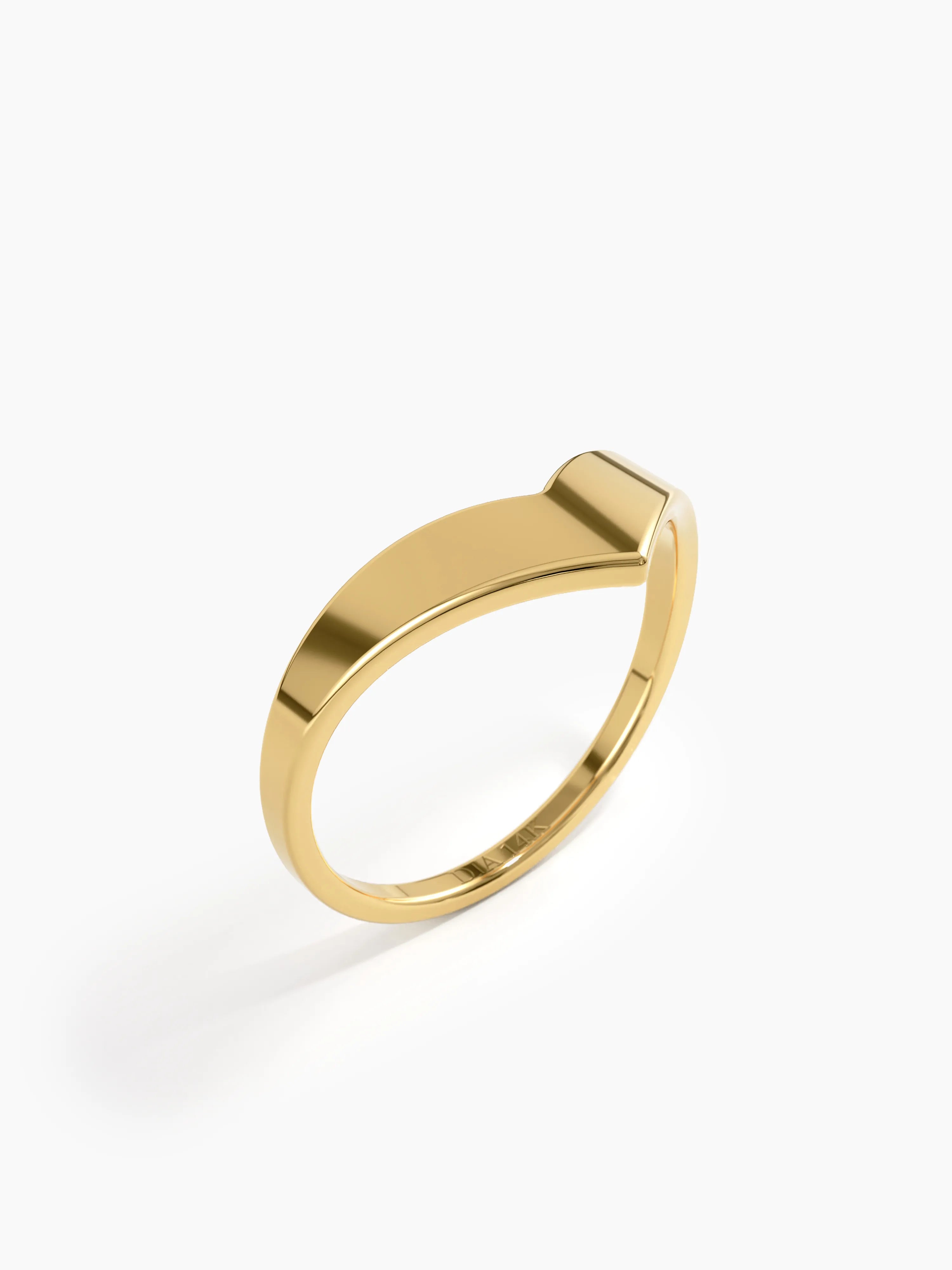 Chevron Curve Ring, solid gold ring, view 5 | DiaFifth