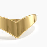 Chevron Curve Ring, solid gold ring, view 2 | DiaFifth