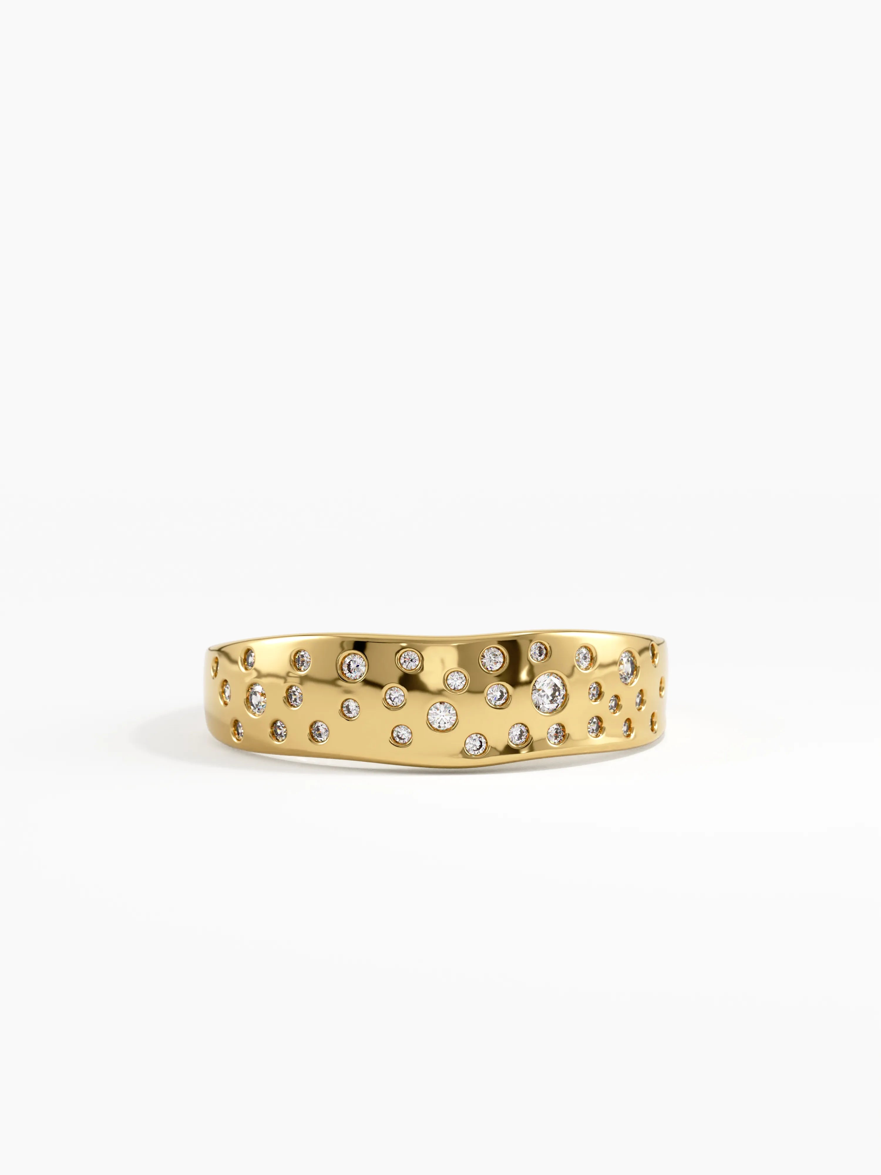 Scattered Diamond Ring, solid gold ring | DiaFifth