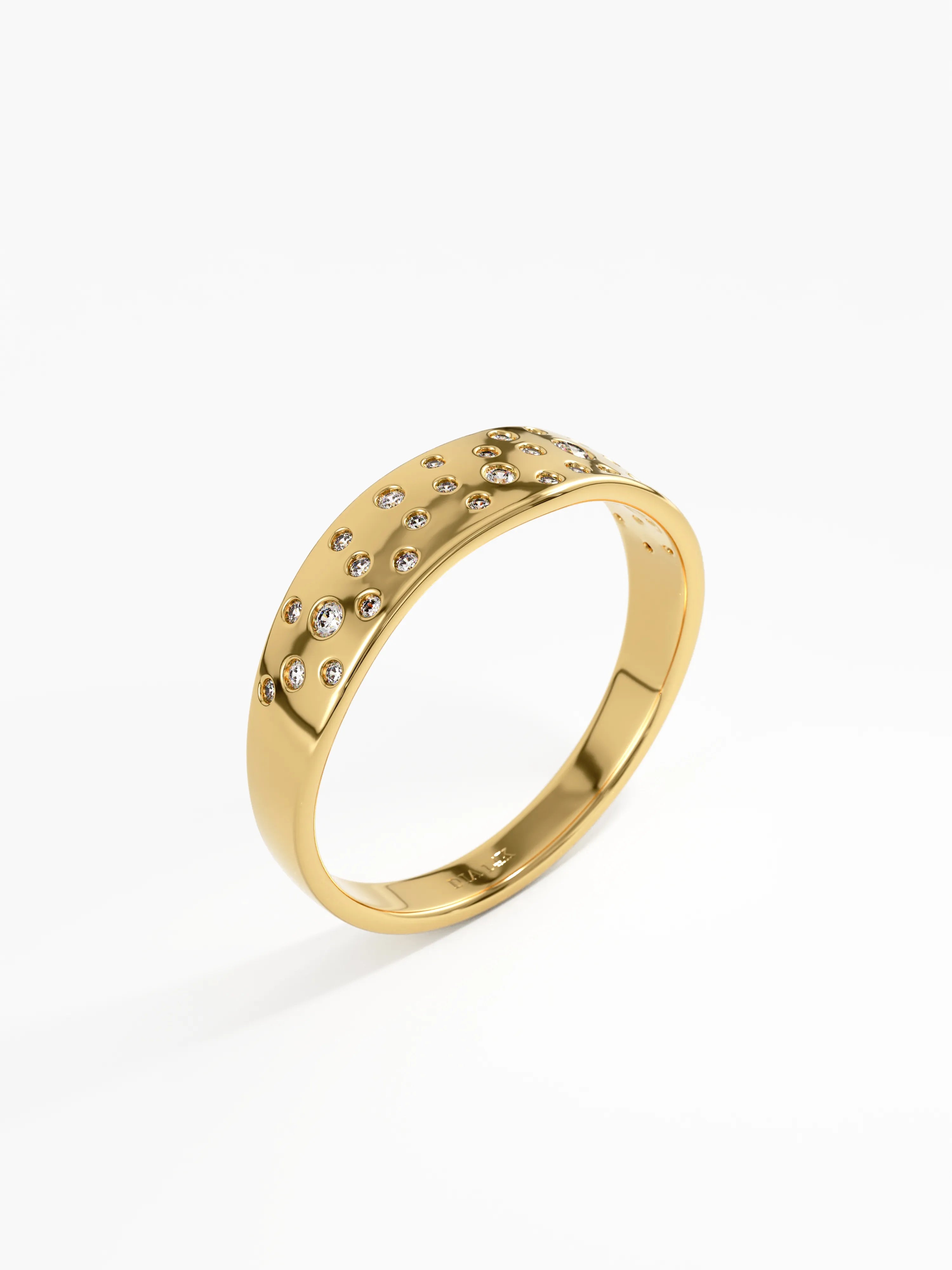 Scattered Diamond Ring, solid gold ring, view 5 | DiaFifth