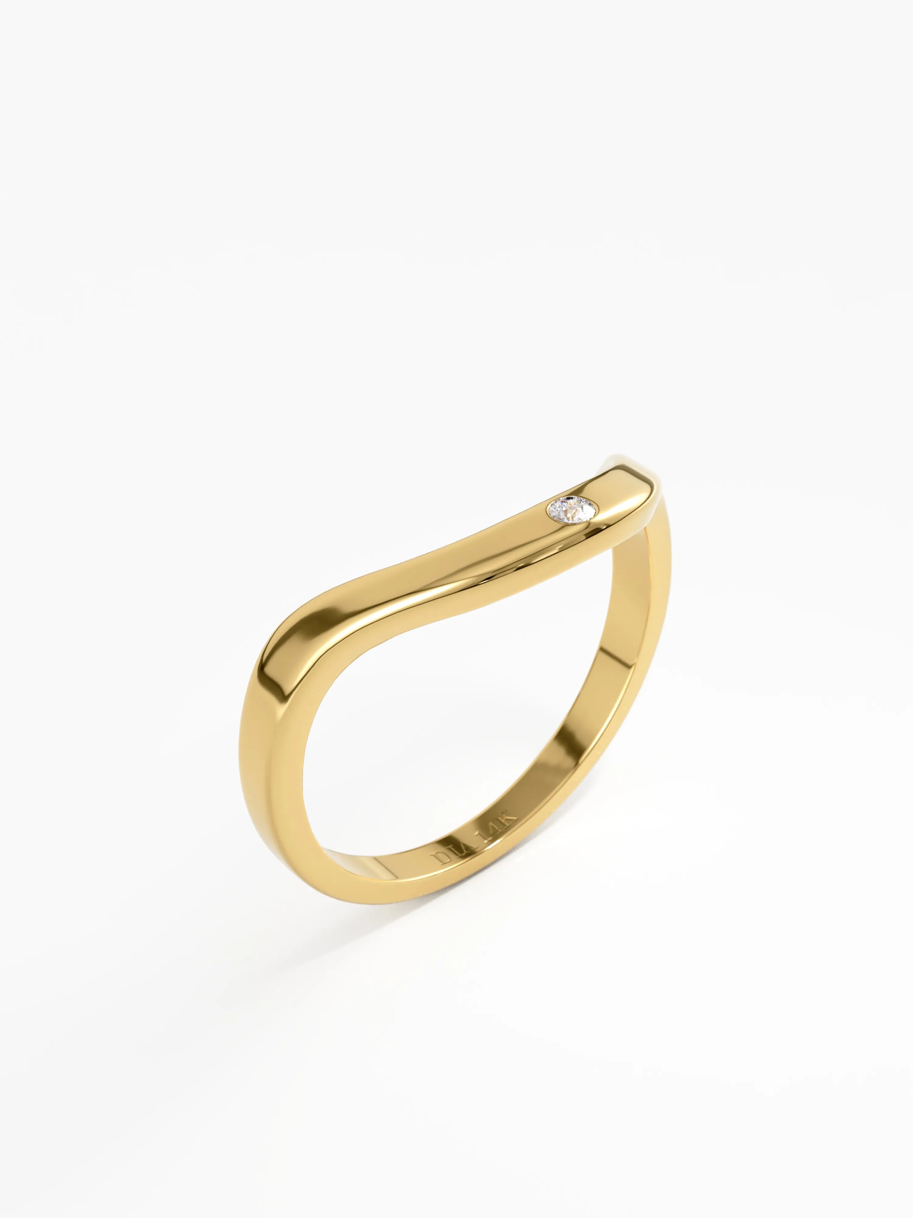 Solo Curve Ring, solid gold ring, view 5 | DiaFifth