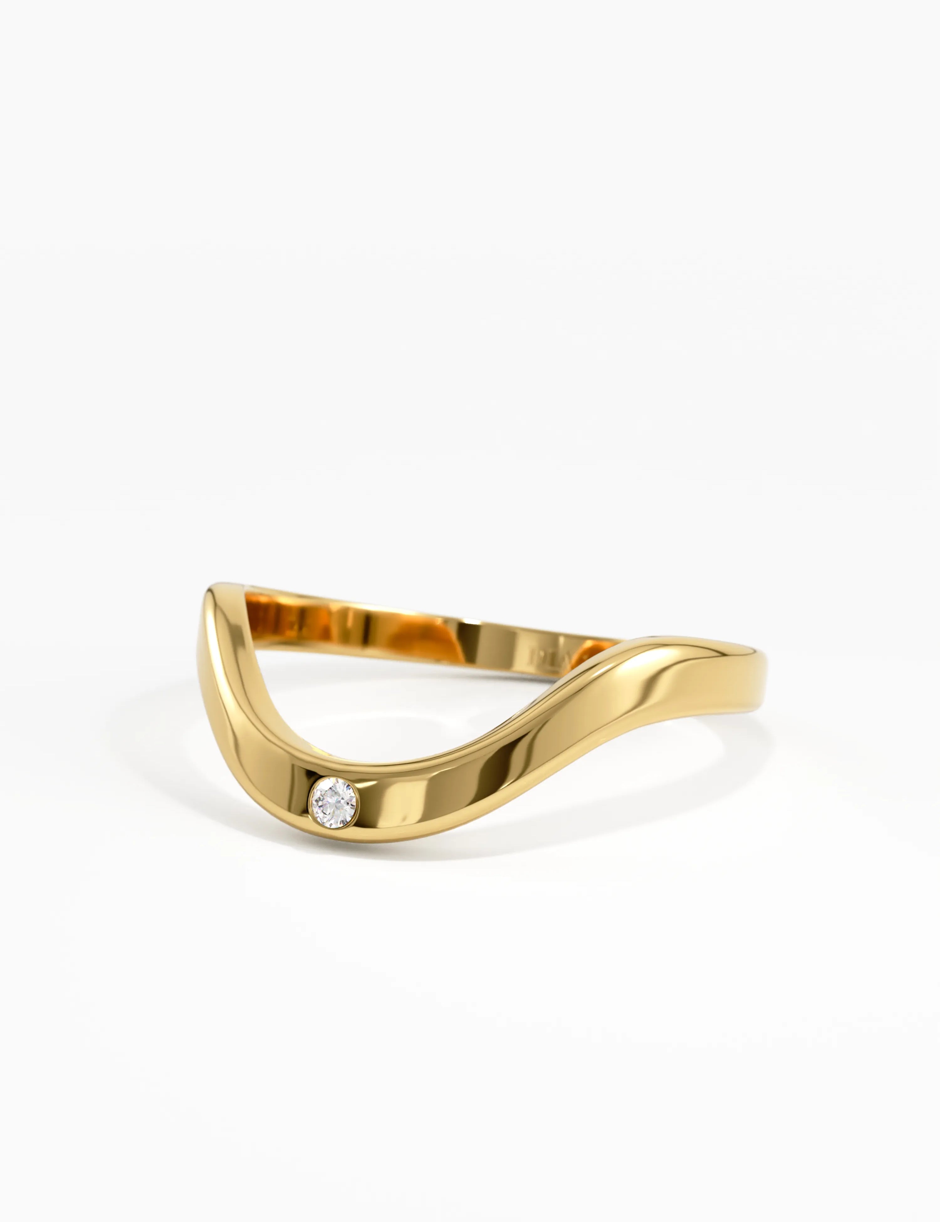 Solo Curve Ring, solid gold ring, view 8 | DiaFifth