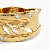 Wavy Leaf Statement Band, solid gold ring, view 2 | DiaFifth