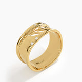 Wavy Leaf Statement Band, solid gold ring, view 5 | DiaFifth