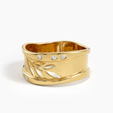 Wavy Leaf Statement Band, solid gold ring, view 4 | DiaFifth
