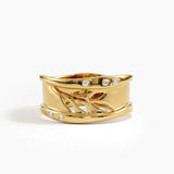 Wavy Leaf Statement Band, solid gold ring | DiaFifth