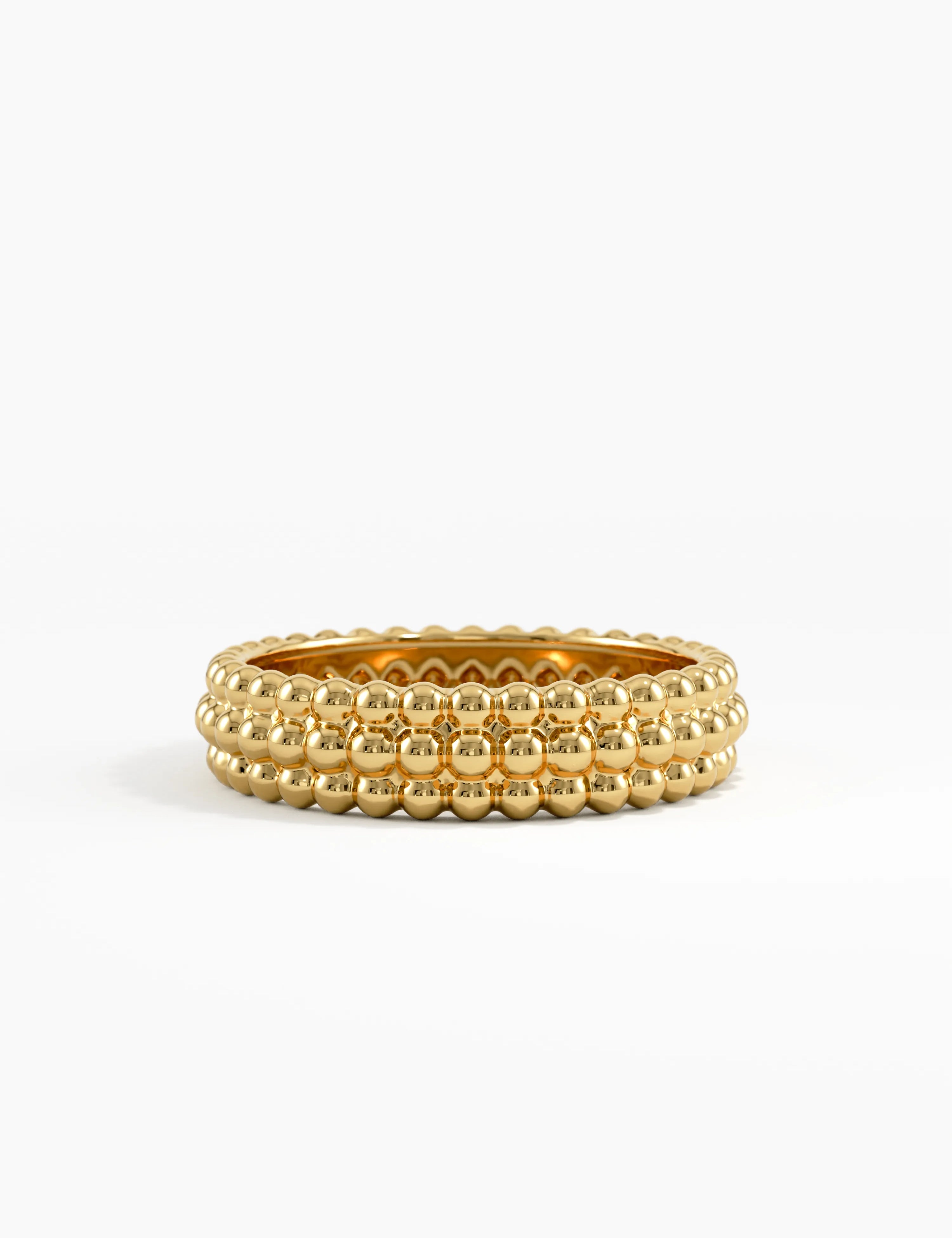 Bold Beaded Wedding Band, solid gold ring | DiaFifth