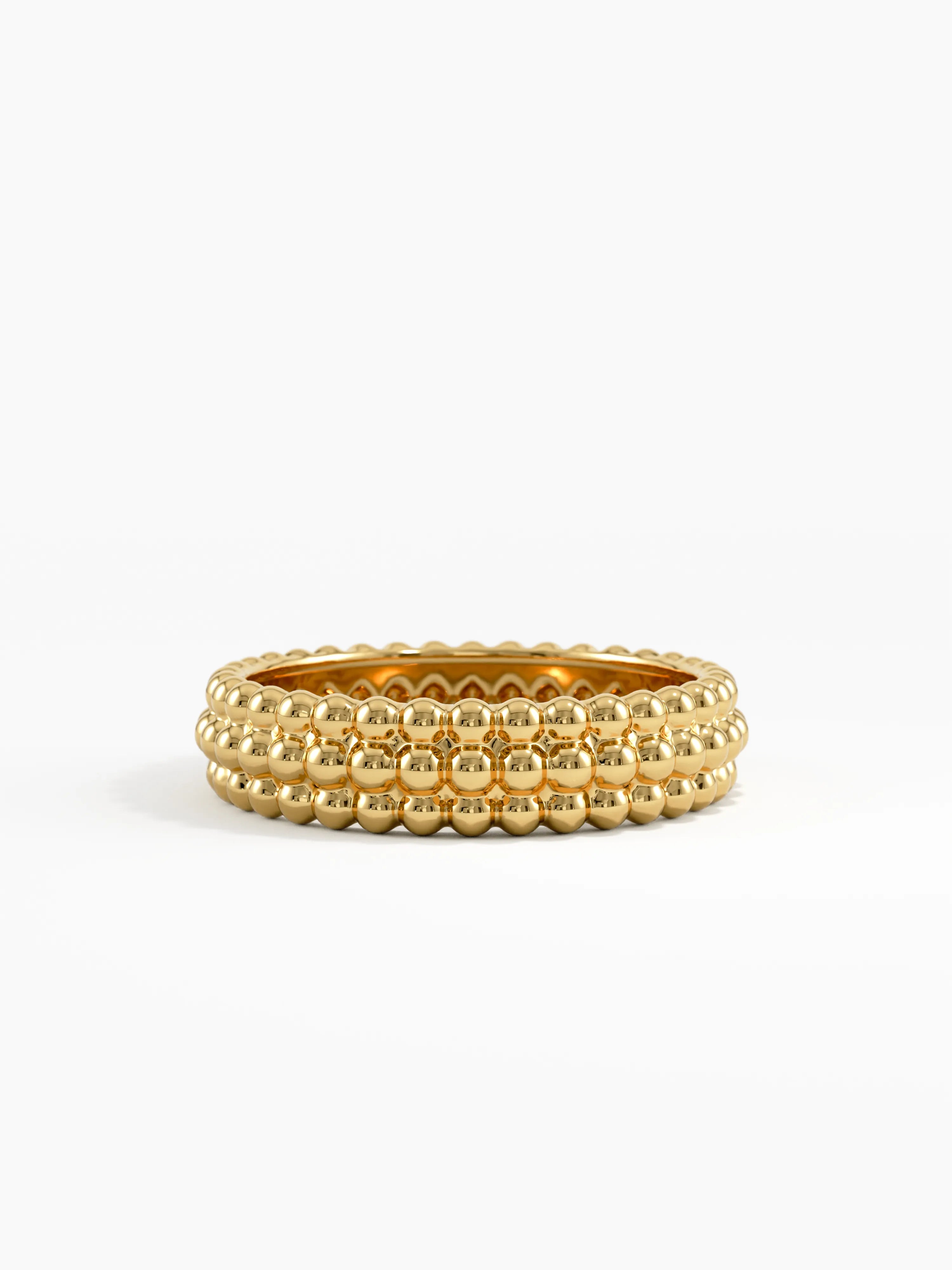 Bold Beaded Wedding Band, solid gold ring | DiaFifth
