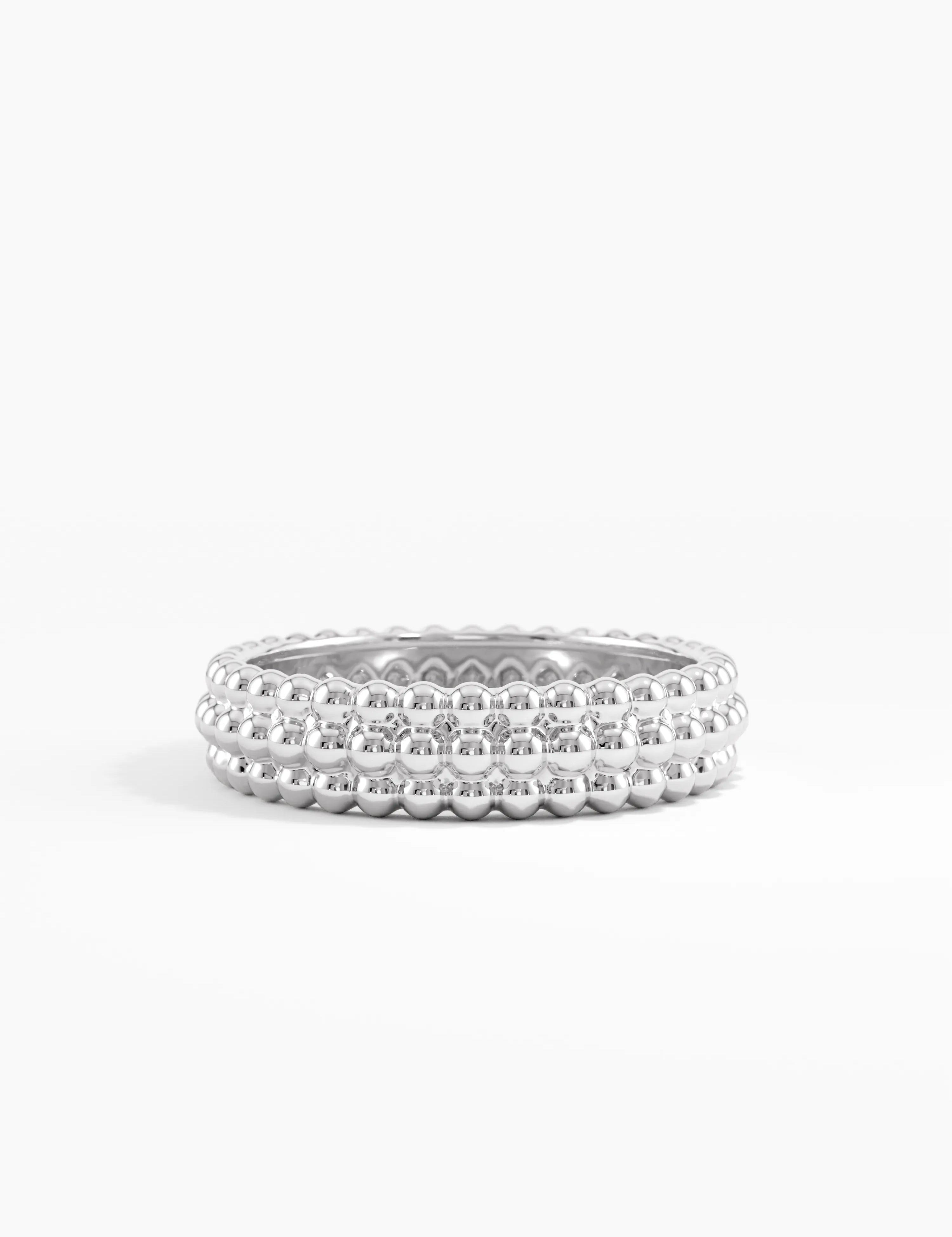 Bold Beaded Wedding Band, solid gold ring, view 7 | DiaFifth