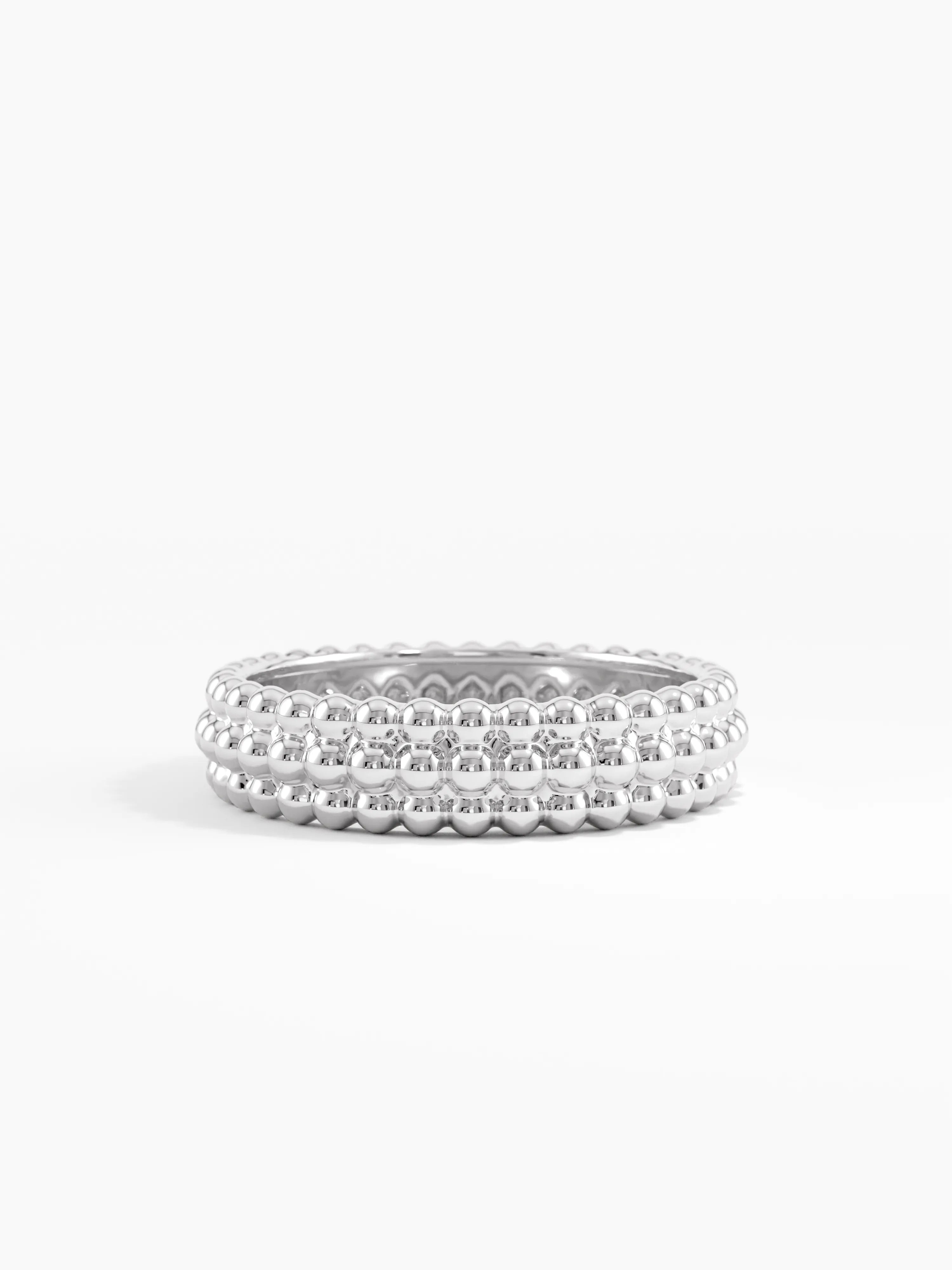 Bold Beaded Wedding Band, solid gold ring, view 7 | DiaFifth