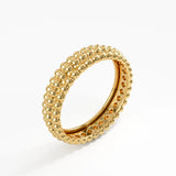 Bold Beaded Wedding Band, solid gold ring, view 5 | DiaFifth