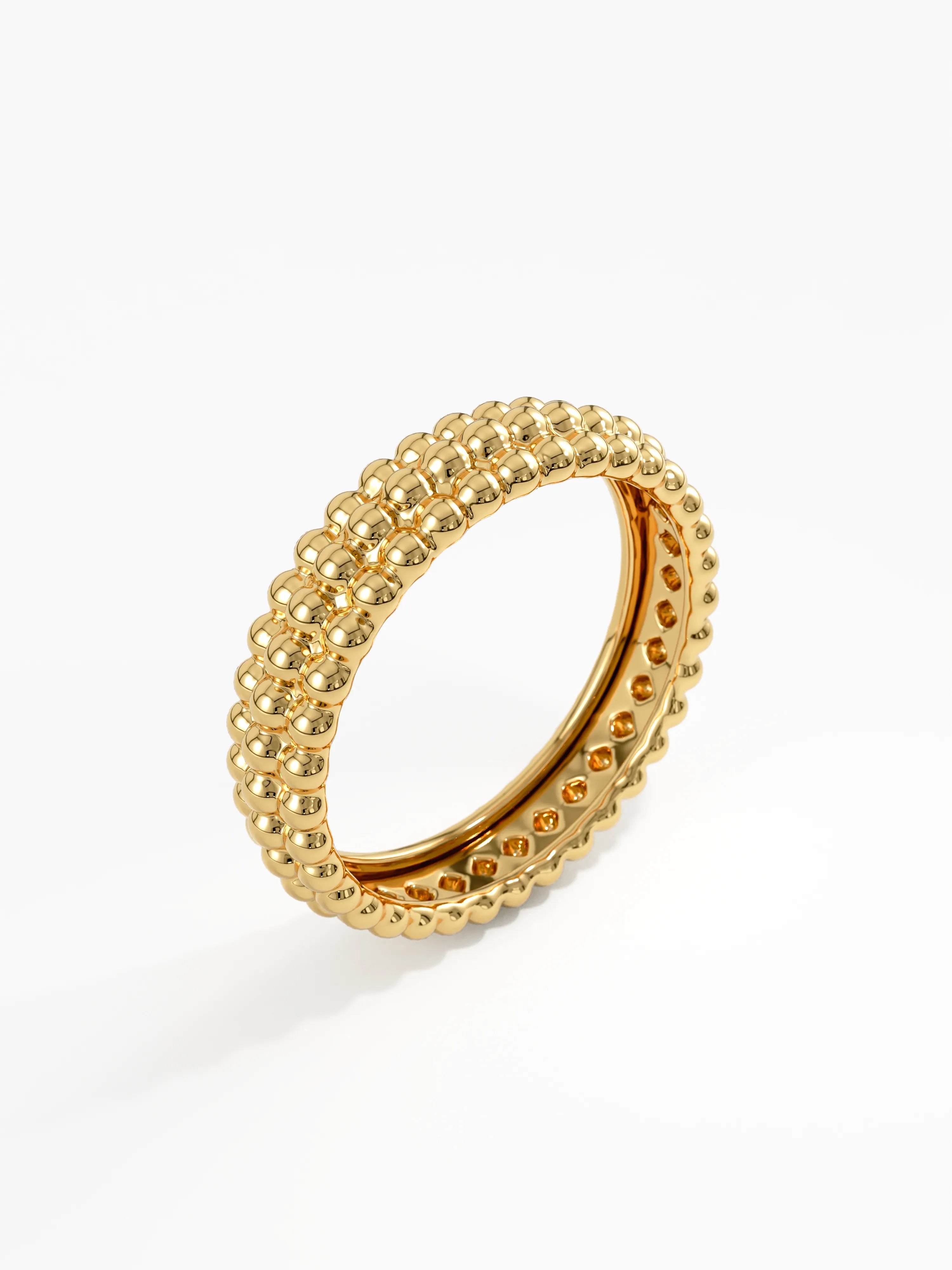Bold Beaded Wedding Band, solid gold ring, view 5 | DiaFifth