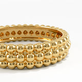 Bold Beaded Wedding Band, solid gold ring, view 2 | DiaFifth