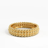 Bold Beaded Wedding Band, solid gold ring, view 4 | DiaFifth