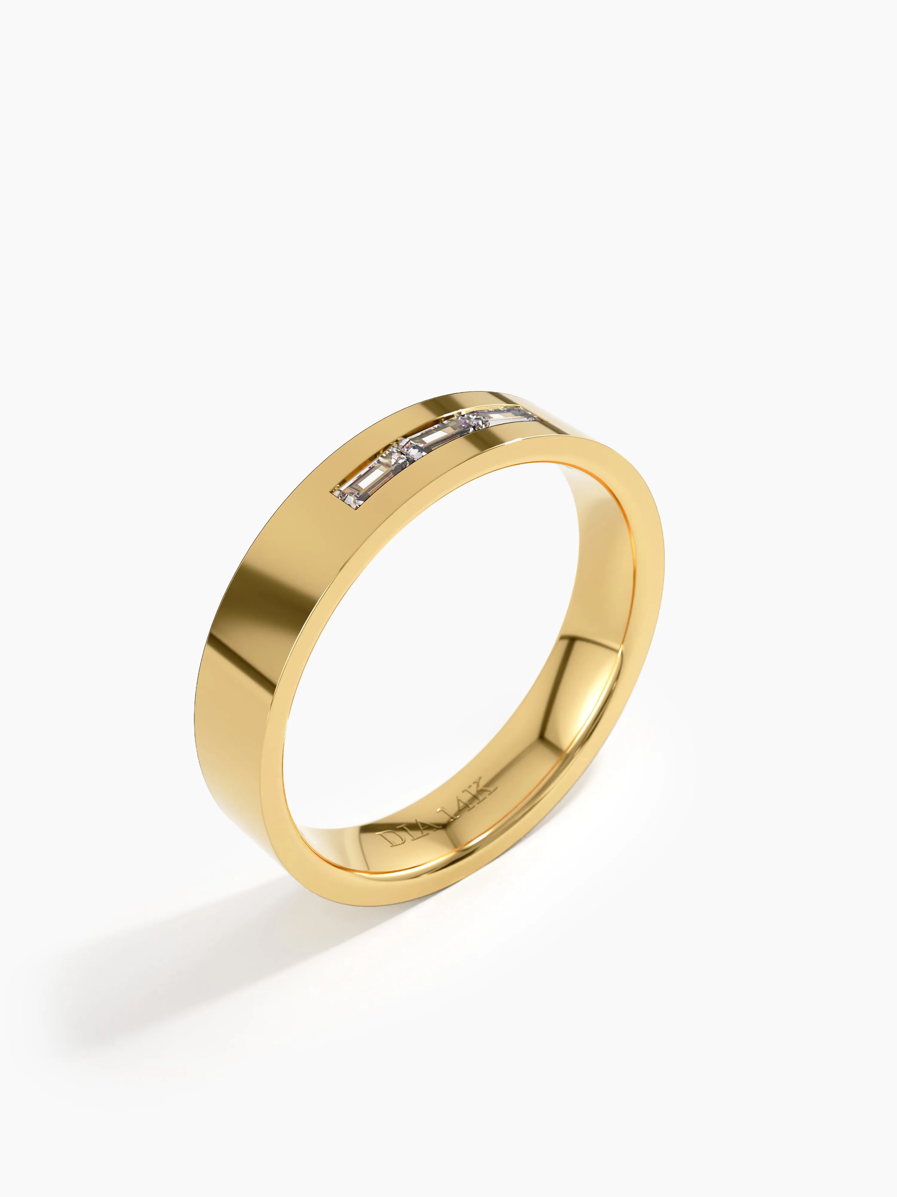 Diamond Baguette Wedding Band, solid gold ring, view 5 | DiaFifth