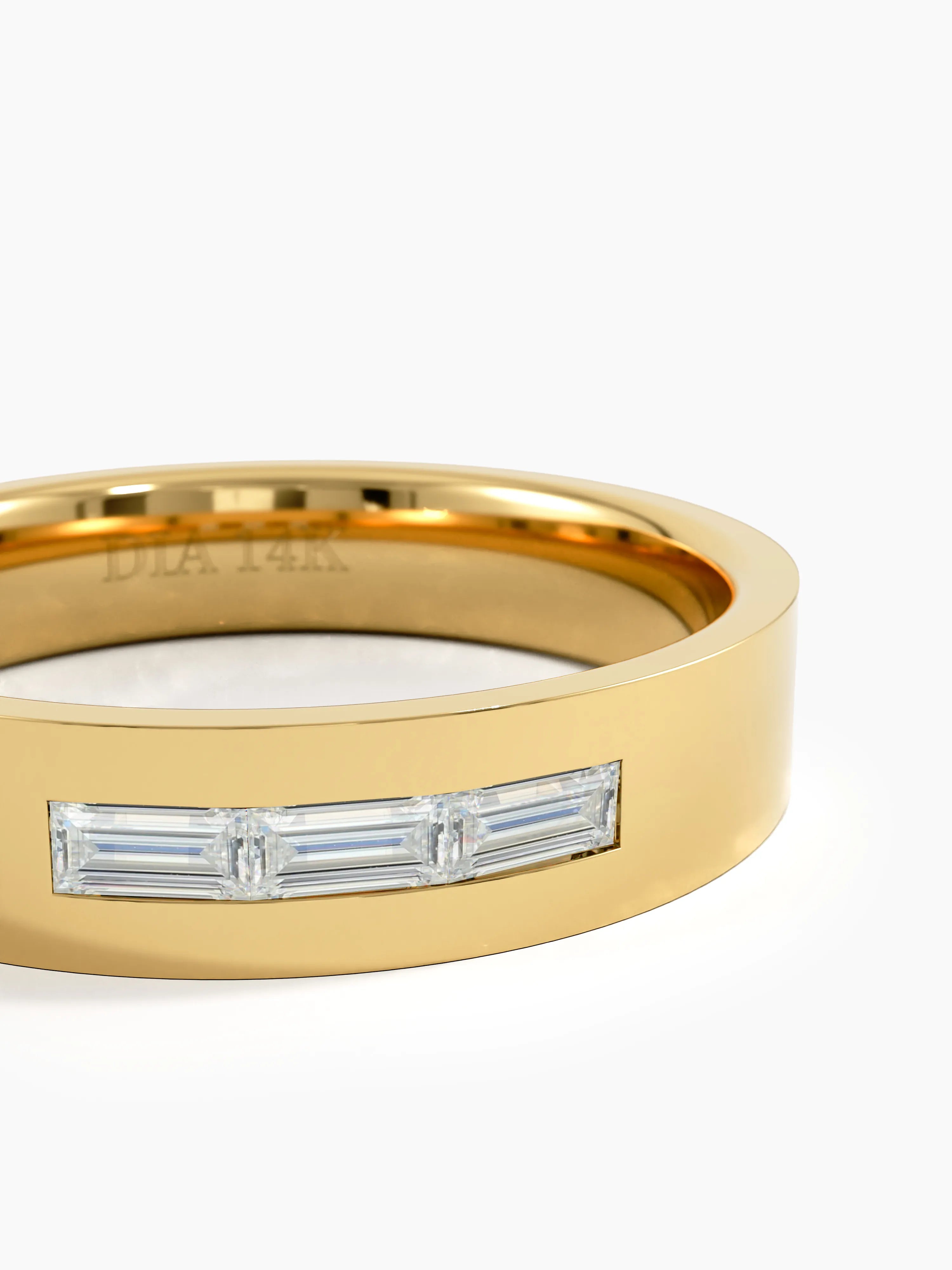 Diamond Baguette Wedding Band, solid gold ring, view 2 | DiaFifth