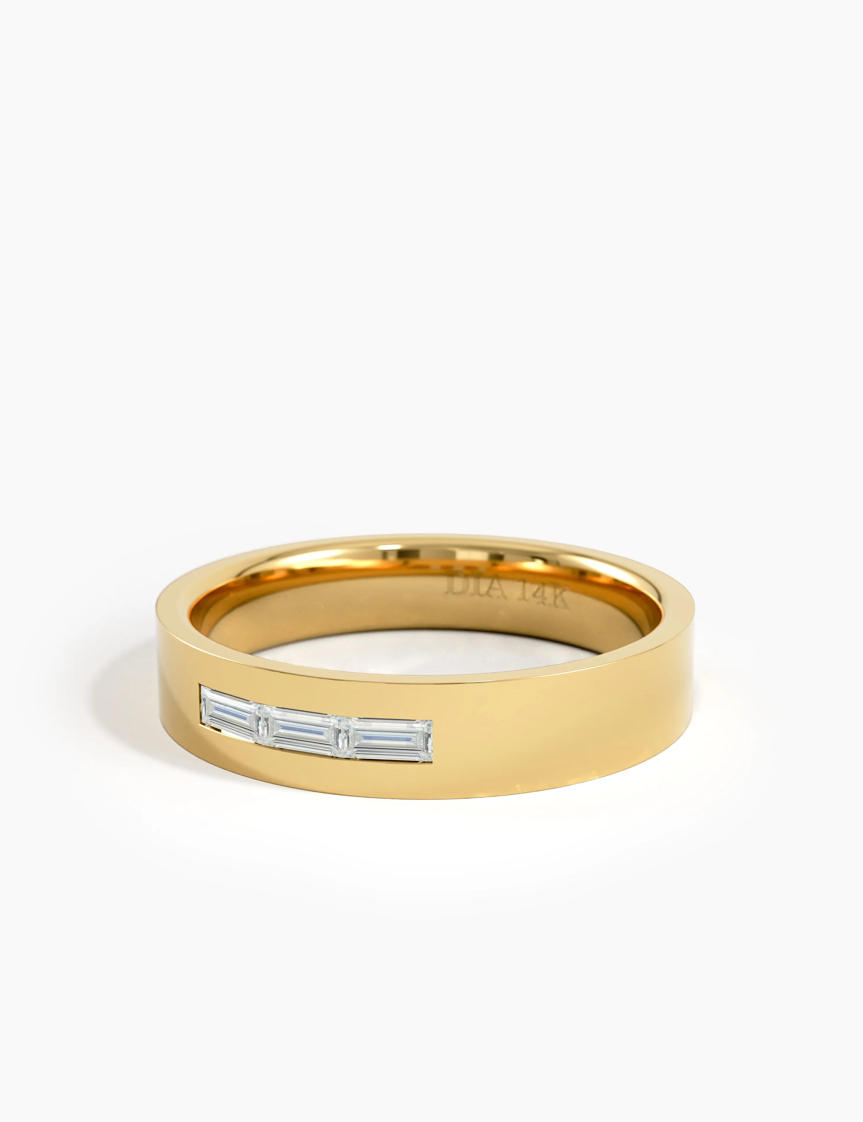 Diamond Baguette Wedding Band, solid gold ring, view 4 | DiaFifth