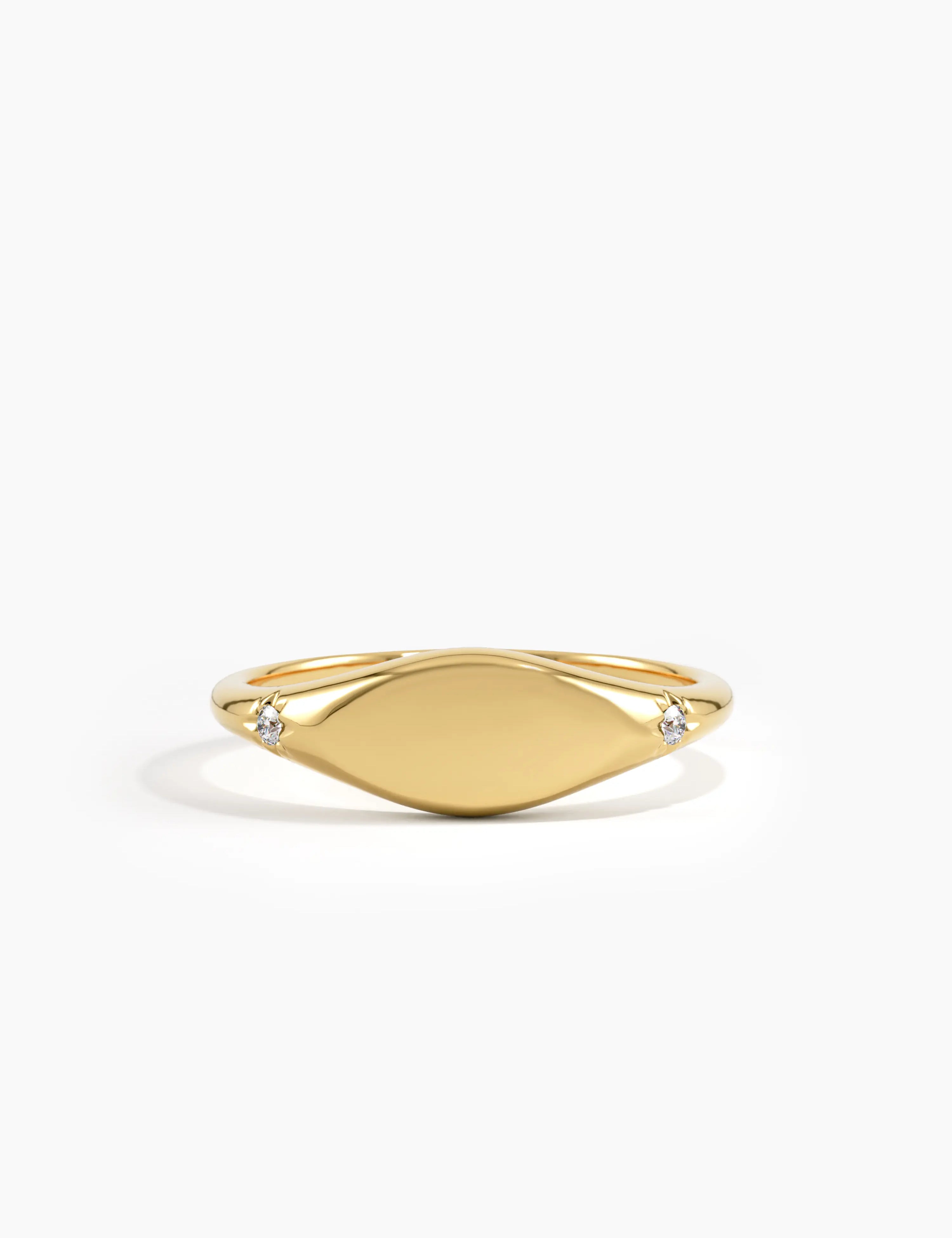 Minimal Signet Ring, solid gold ring | DiaFifth