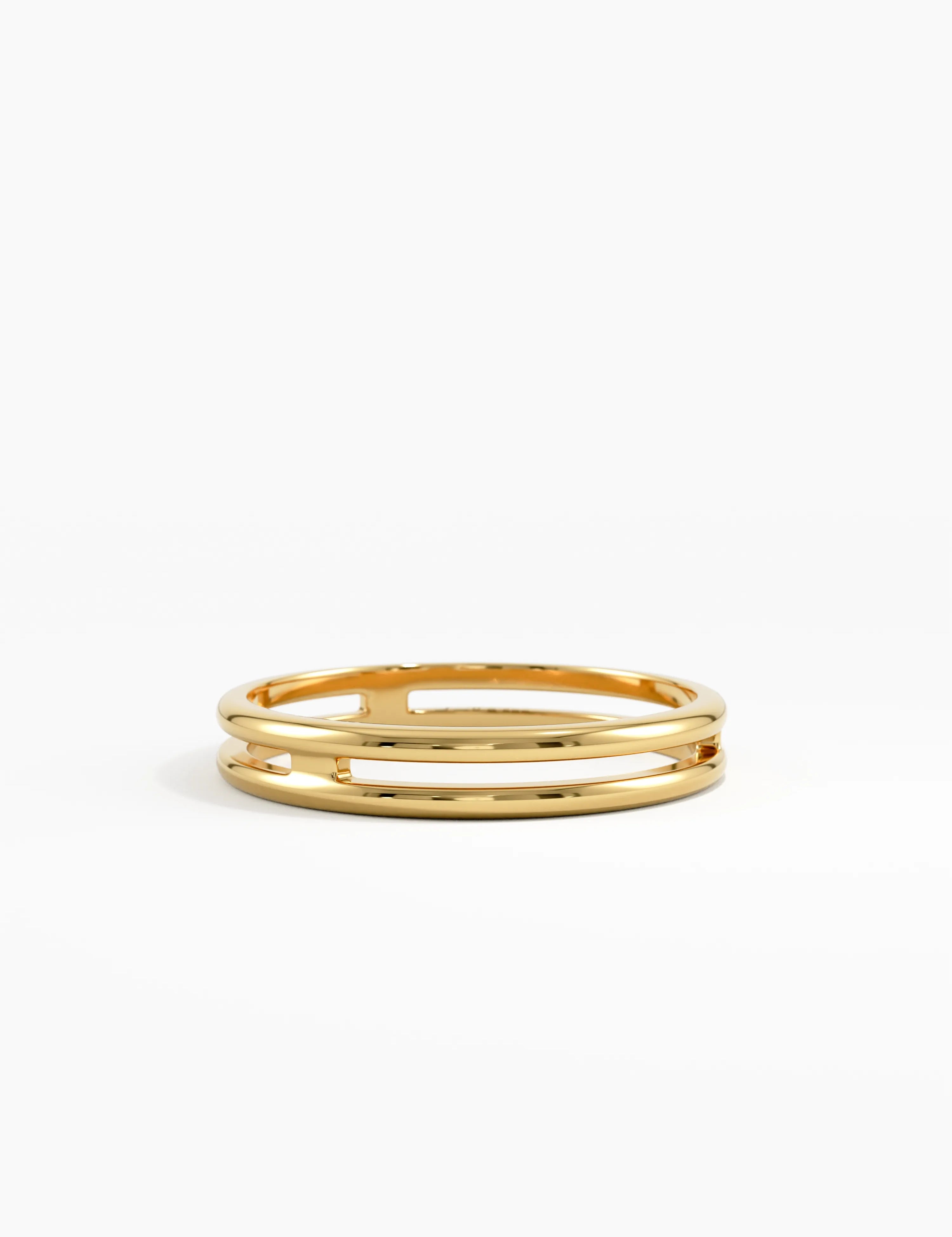Double Band Stacking Ring, solid gold ring | DiaFifth