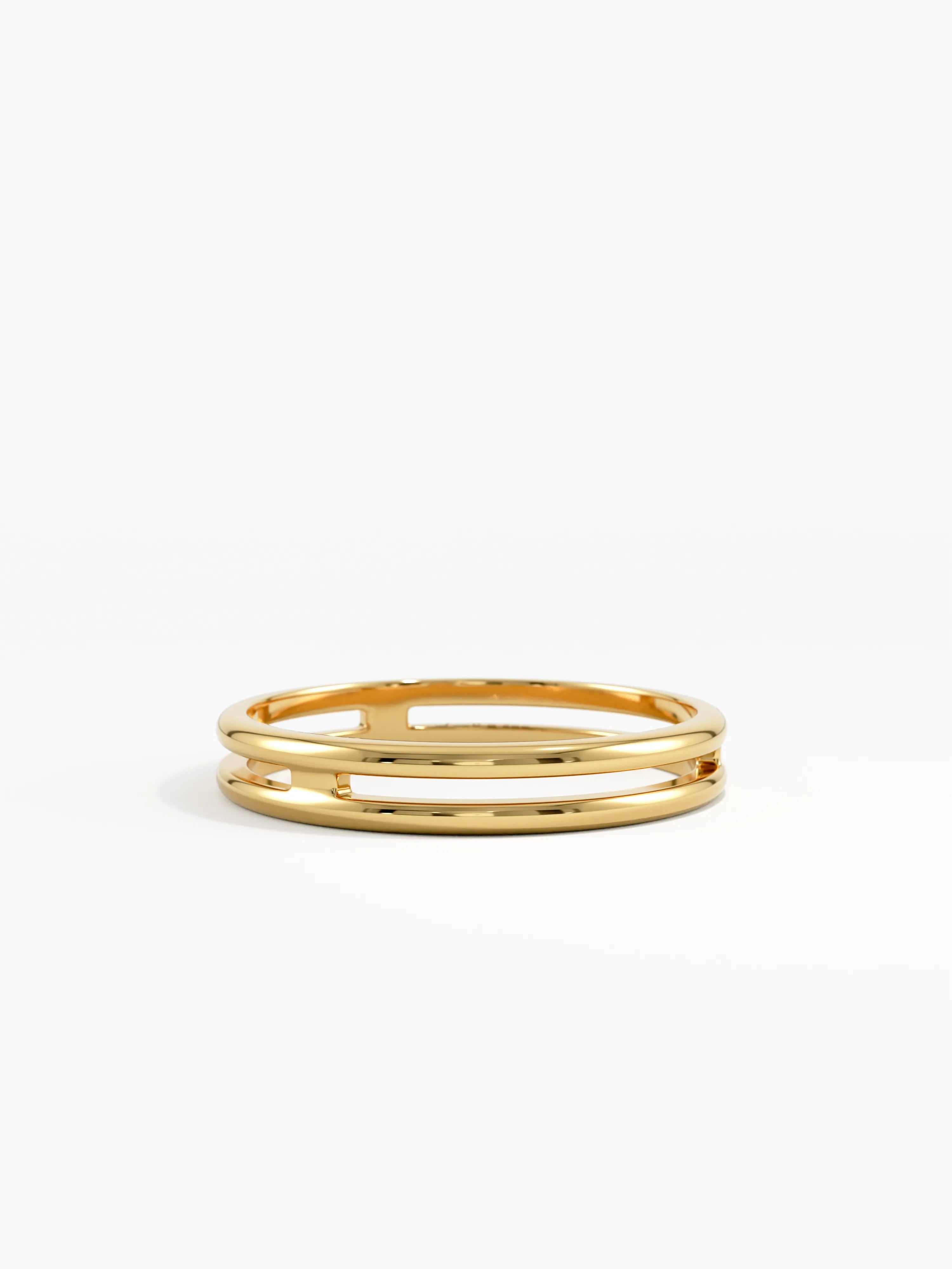 Double Band Stacking Ring, solid gold ring | DiaFifth