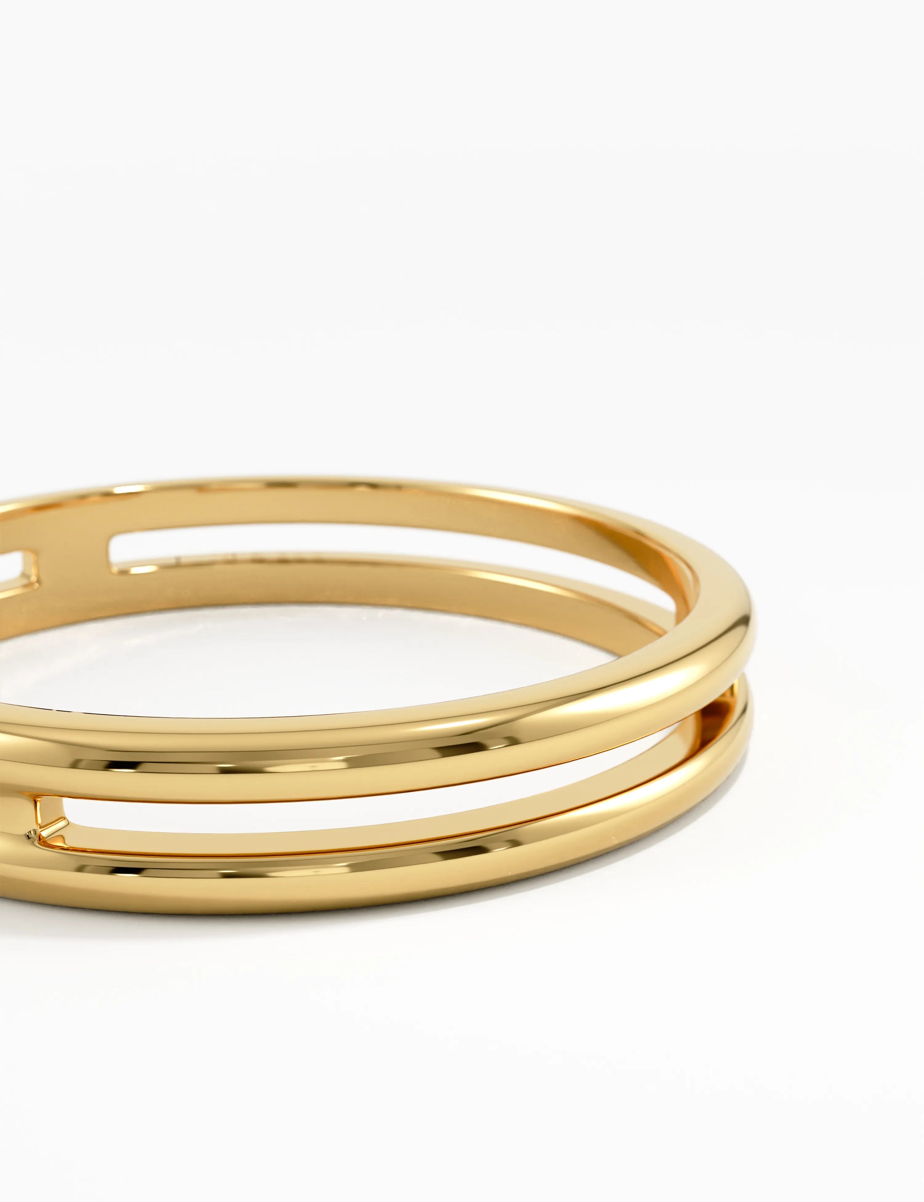 Double Band Stacking Ring, solid gold ring, view 2 | DiaFifth
