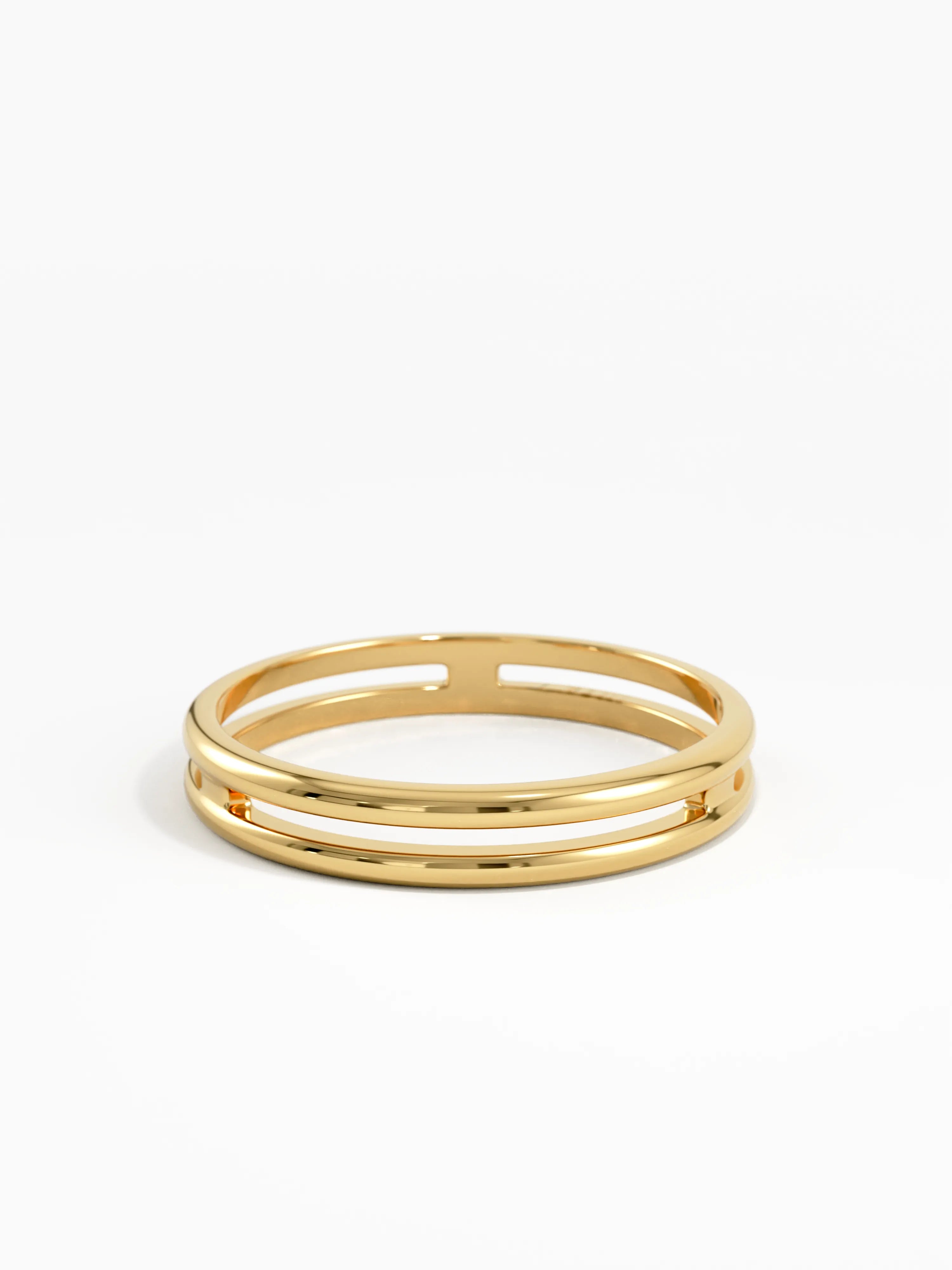 Double Band Stacking Ring, solid gold ring, view 4 | DiaFifth