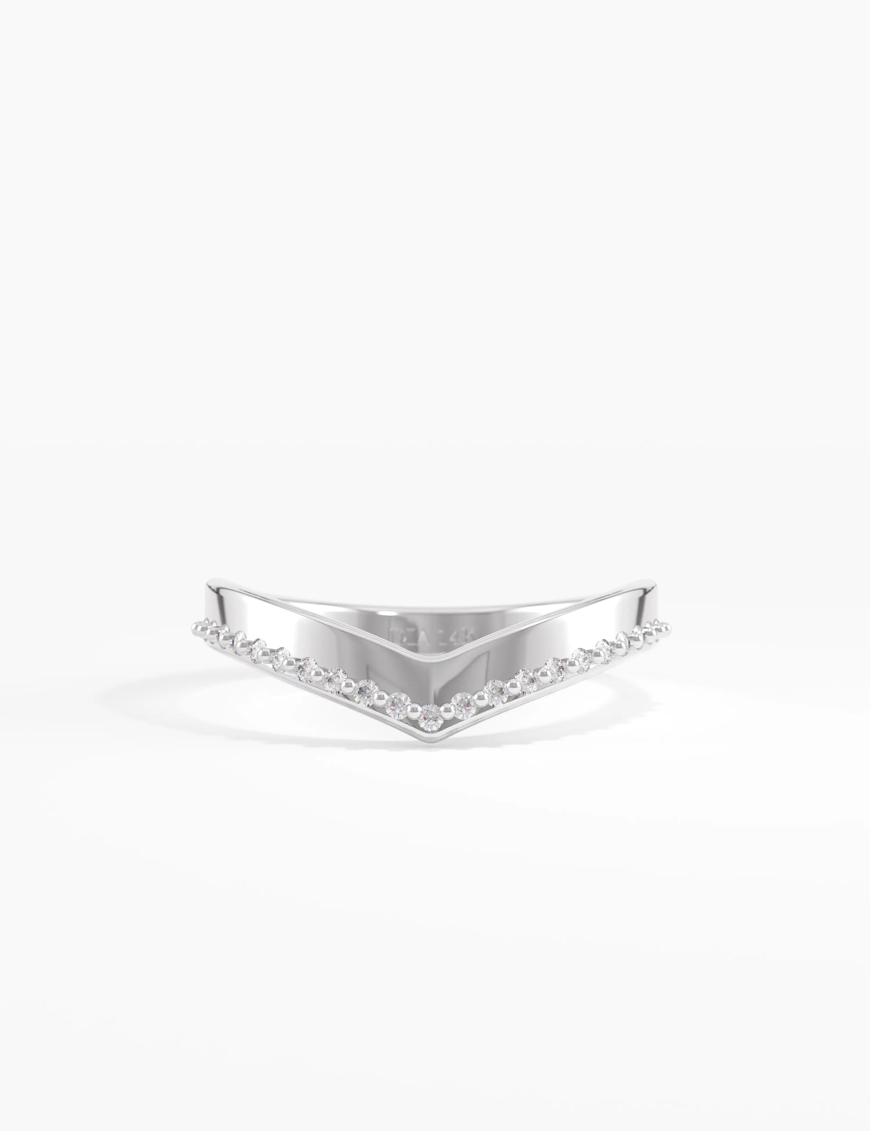 Pave Chevron Ring, solid gold ring, view 7 | DiaFifth