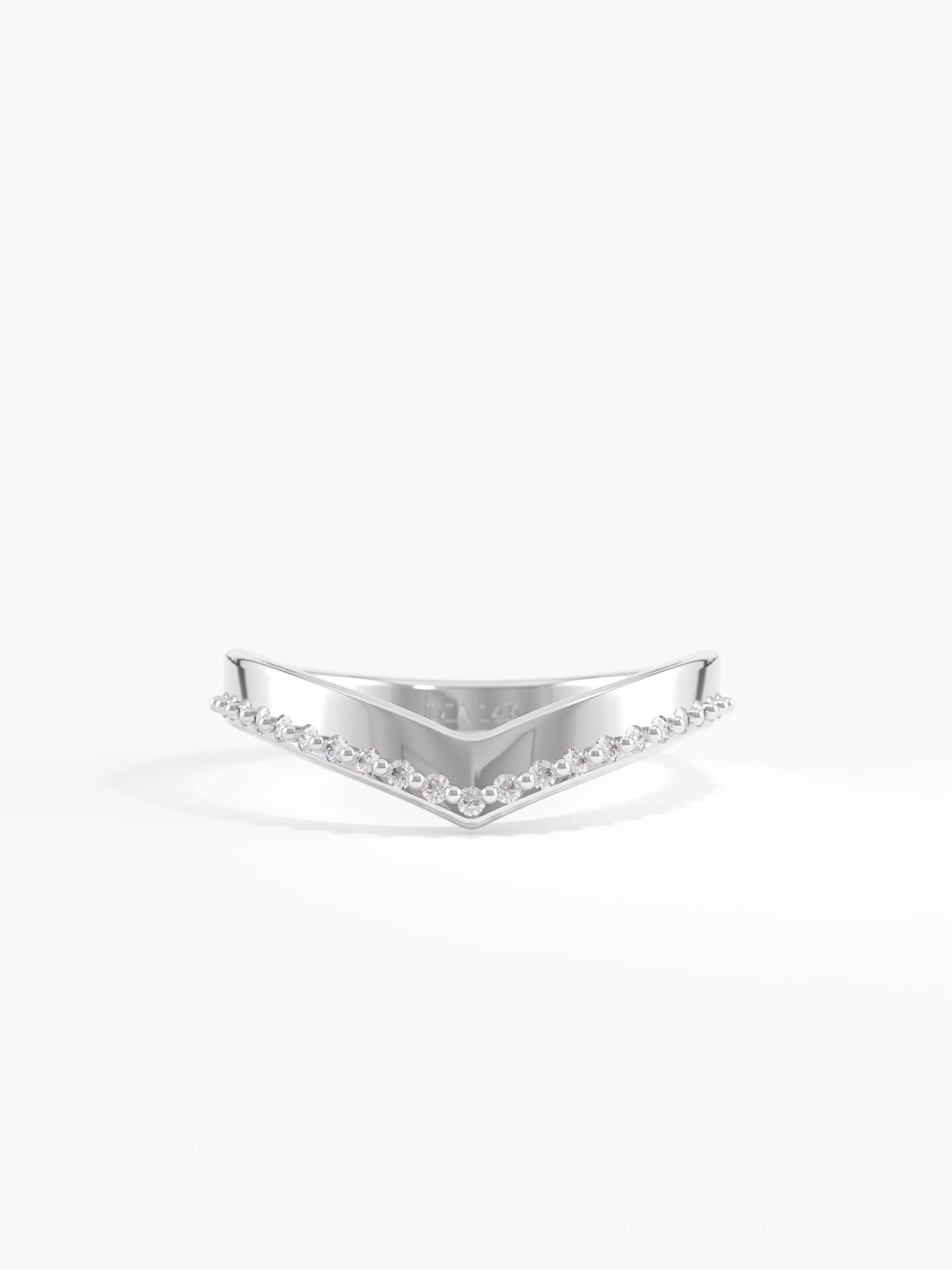 Pave Chevron Ring, solid gold ring, view 7 | DiaFifth